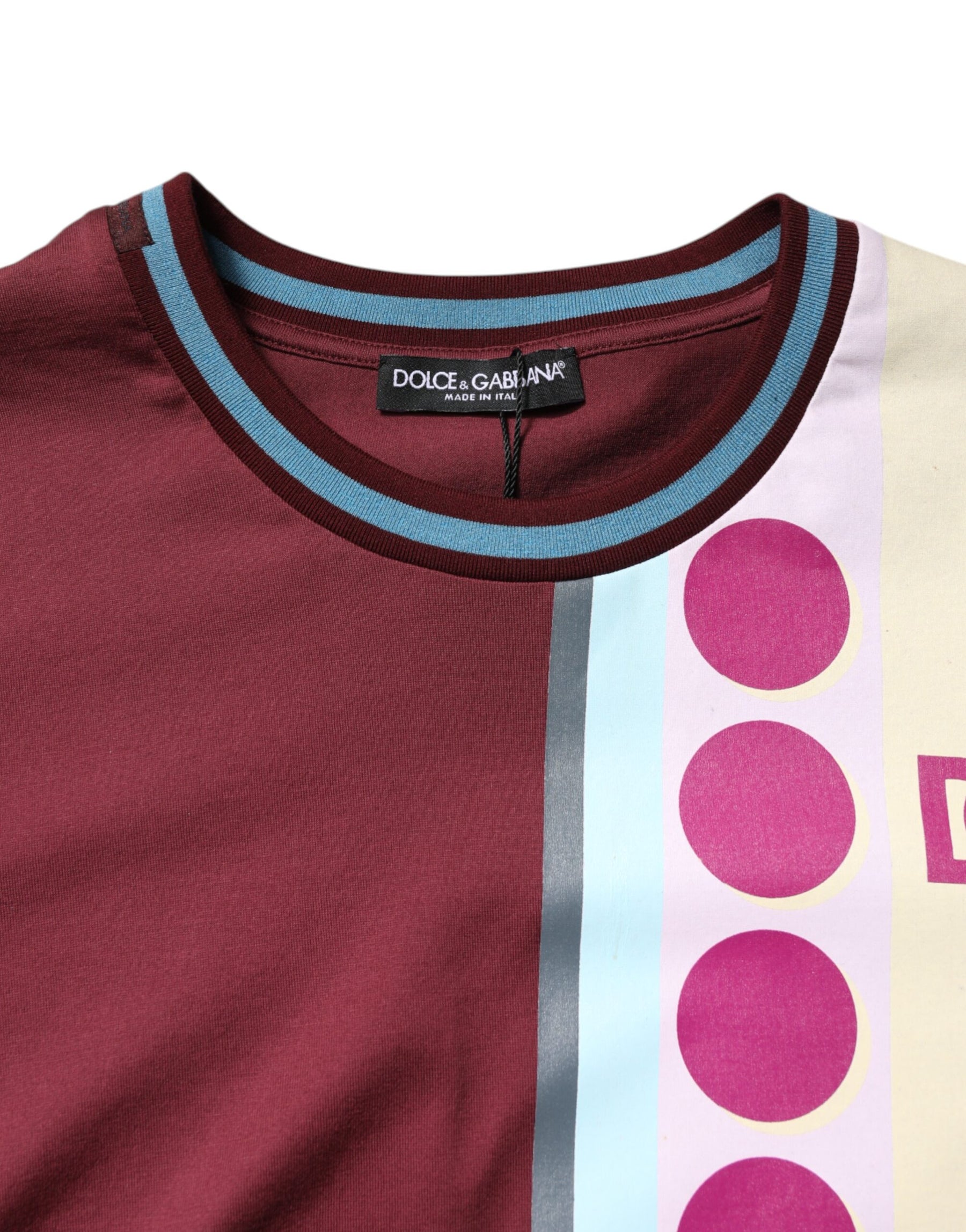 Dolce & Gabbana Multicolor Printed Logo Short Sleeve T-shirt | Regal Royce