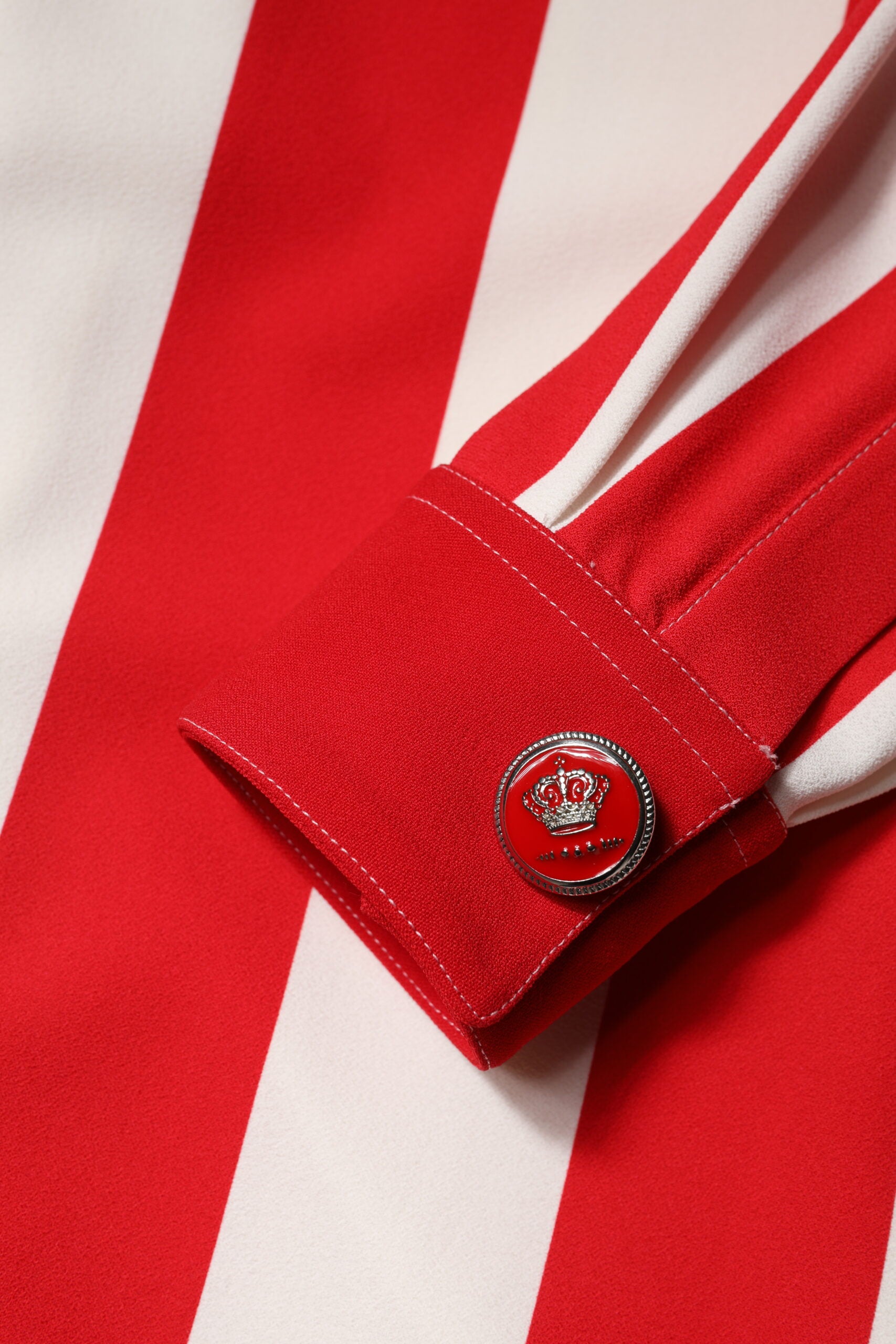 Dolce & Gabbana White Red Stripes Long Sleeves Mini Dress | Regal Royce