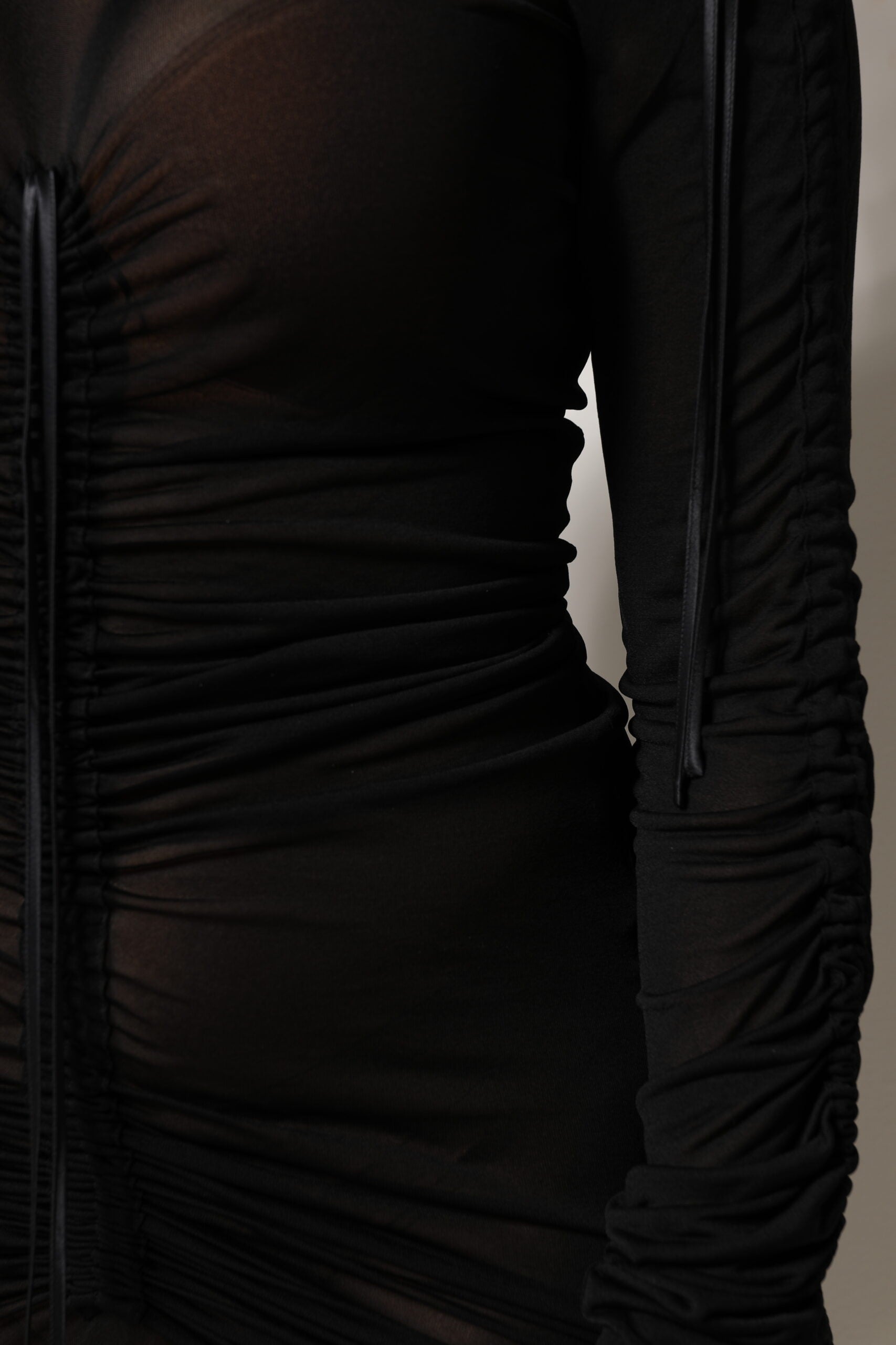 Dolce & Gabbana Black Mesh Trim Bodycon Long Sheath Dress | Regal Royce