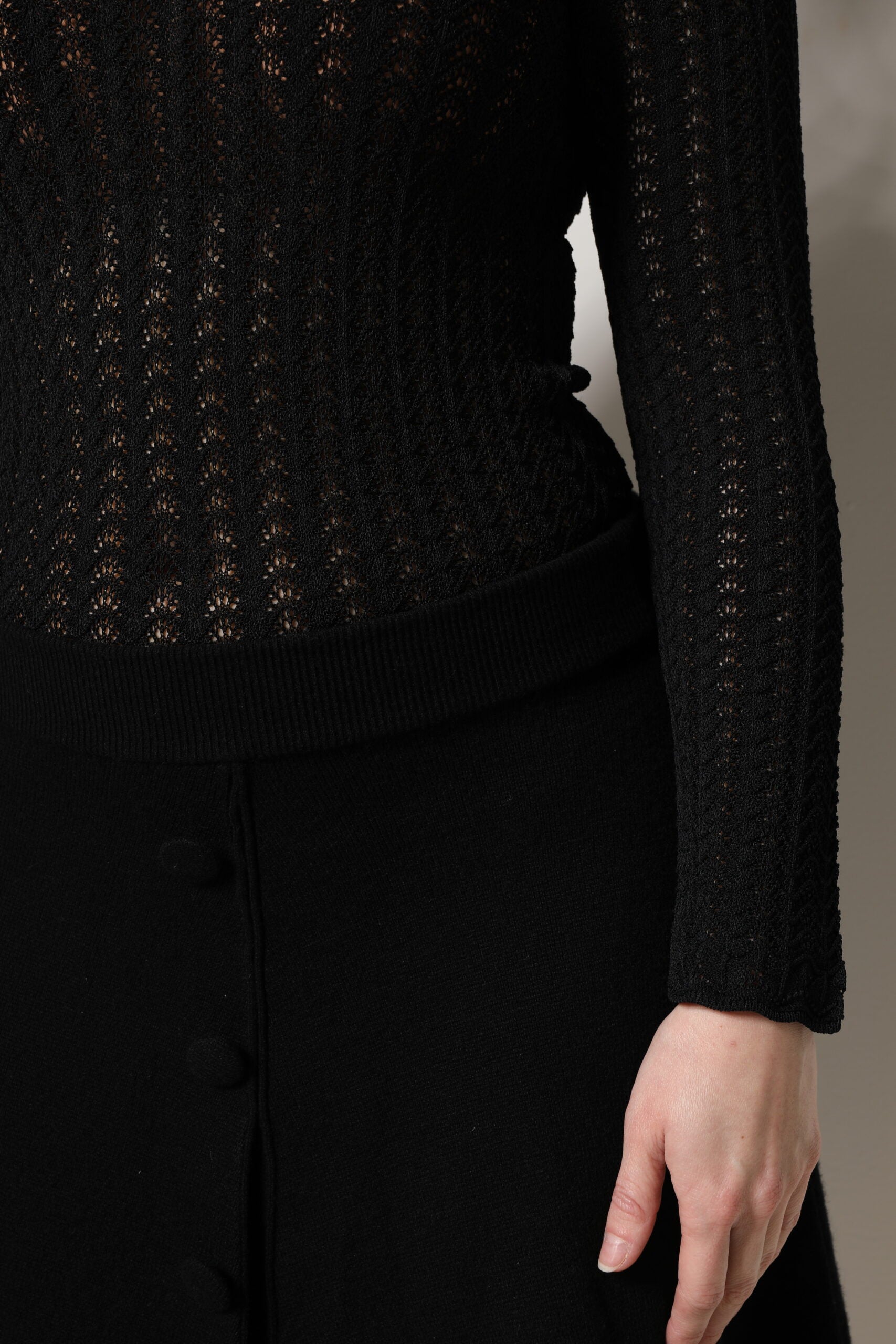 Dolce & Gabbana Black Cashmere Long Sleeves A-line Midi Dress | Regal Royce