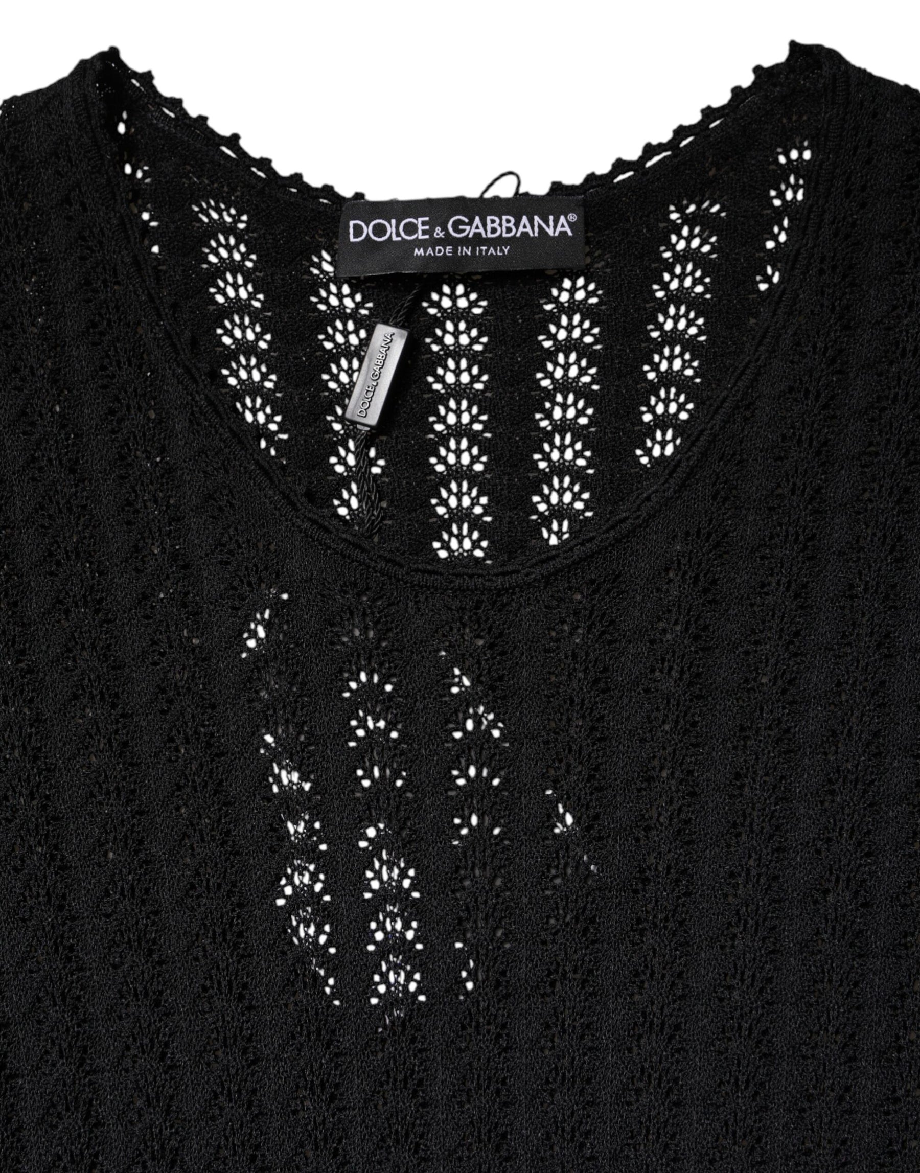 Dolce & Gabbana Black Cashmere Long Sleeves A-line Midi Dress | Regal Royce