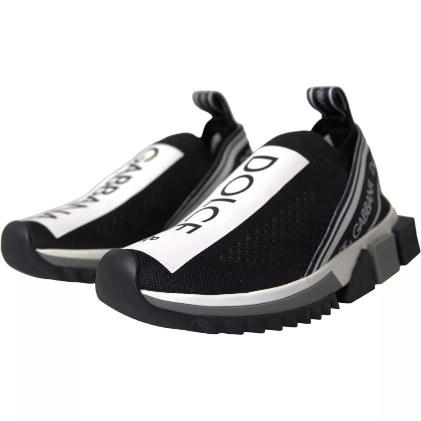 Dolce & Gabbana Black White Slip On Sorrento Sneakers Shoes | Regal Royce