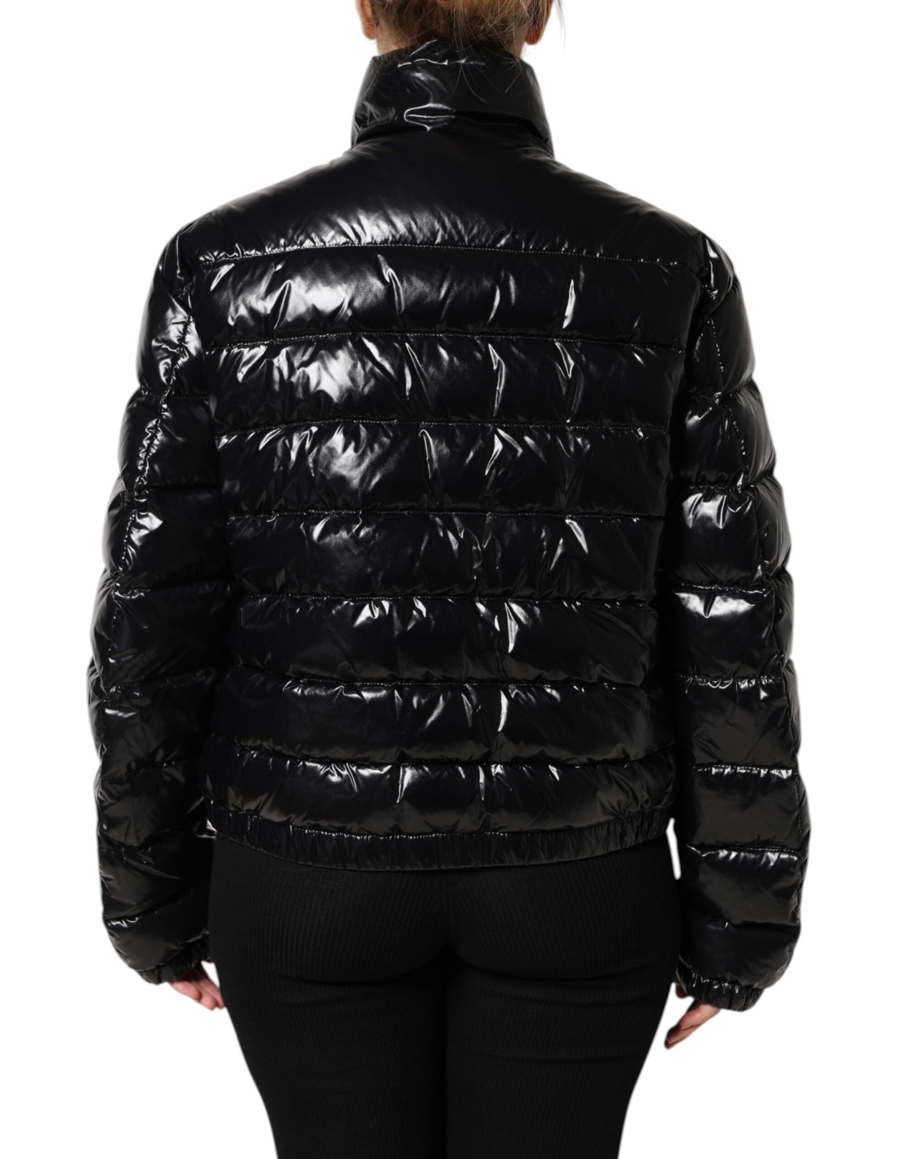 Dolce & Gabbana Black Logo Plaque Full Zip Puffer Jacket | Regal Royce