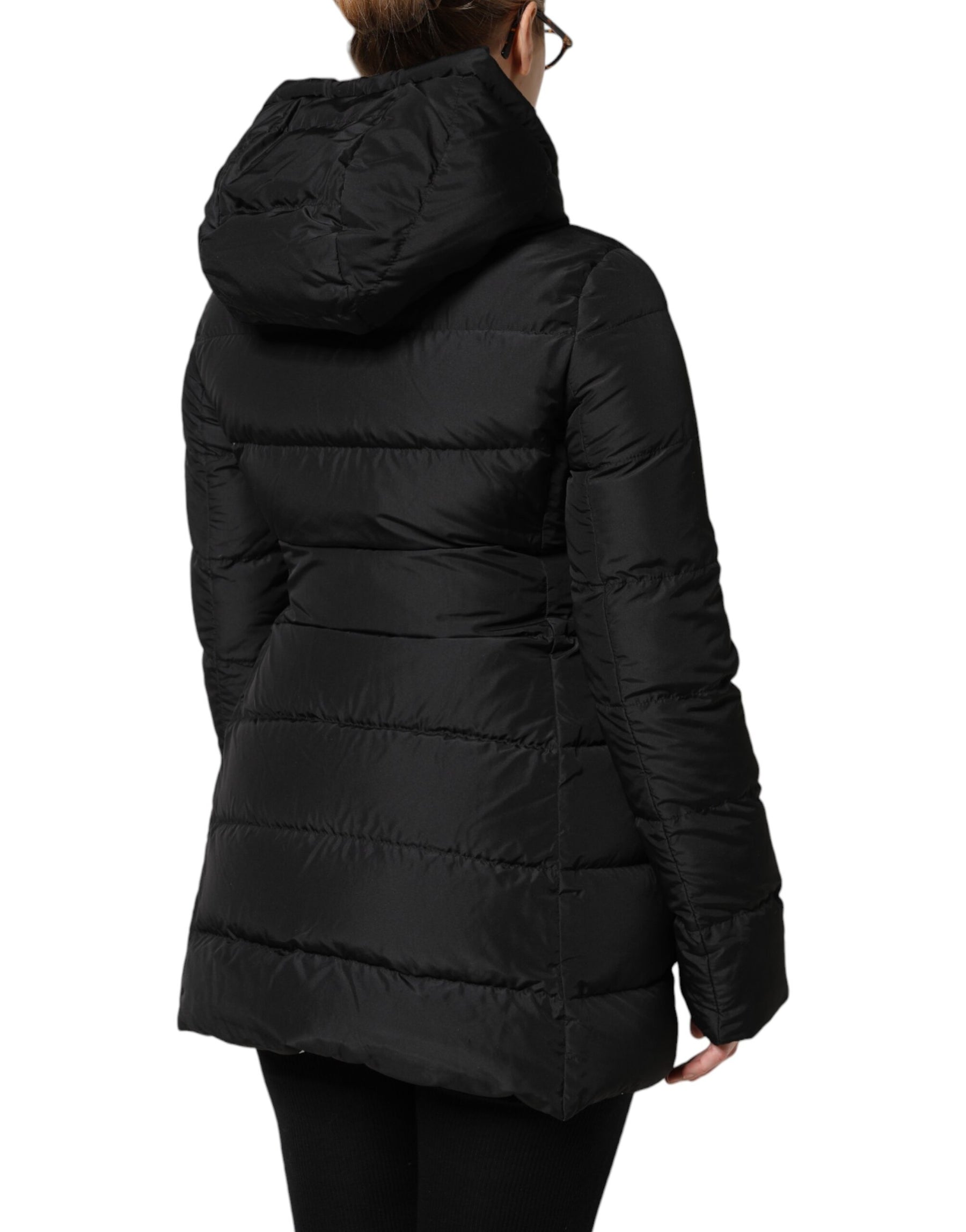 Dolce & Gabbana Black Puffer Hooded Zip Reversible Jacket | Regal Royce