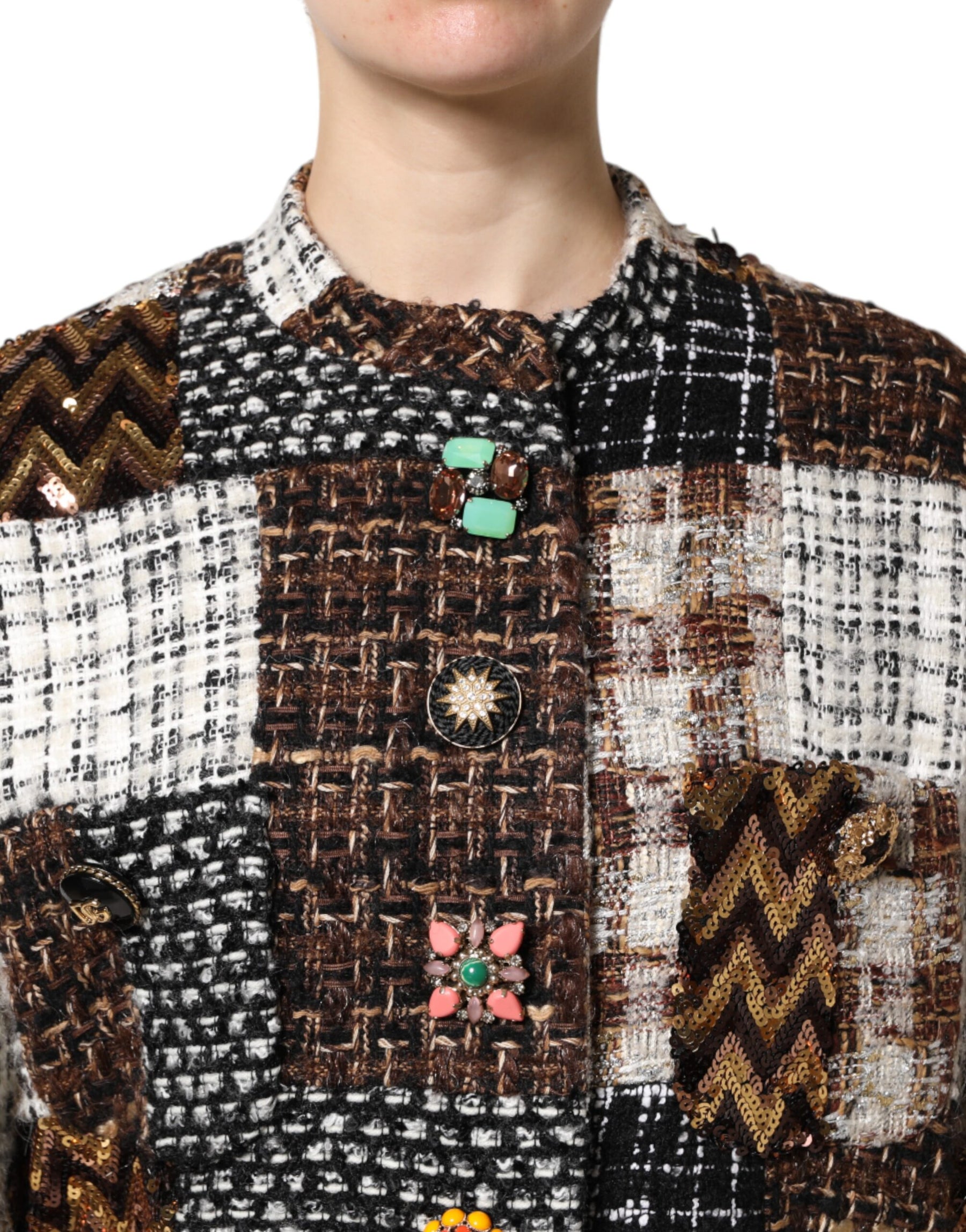 Dolce & Gabbana Multicolor Patchwork Button Down Jacket | Regal Royce