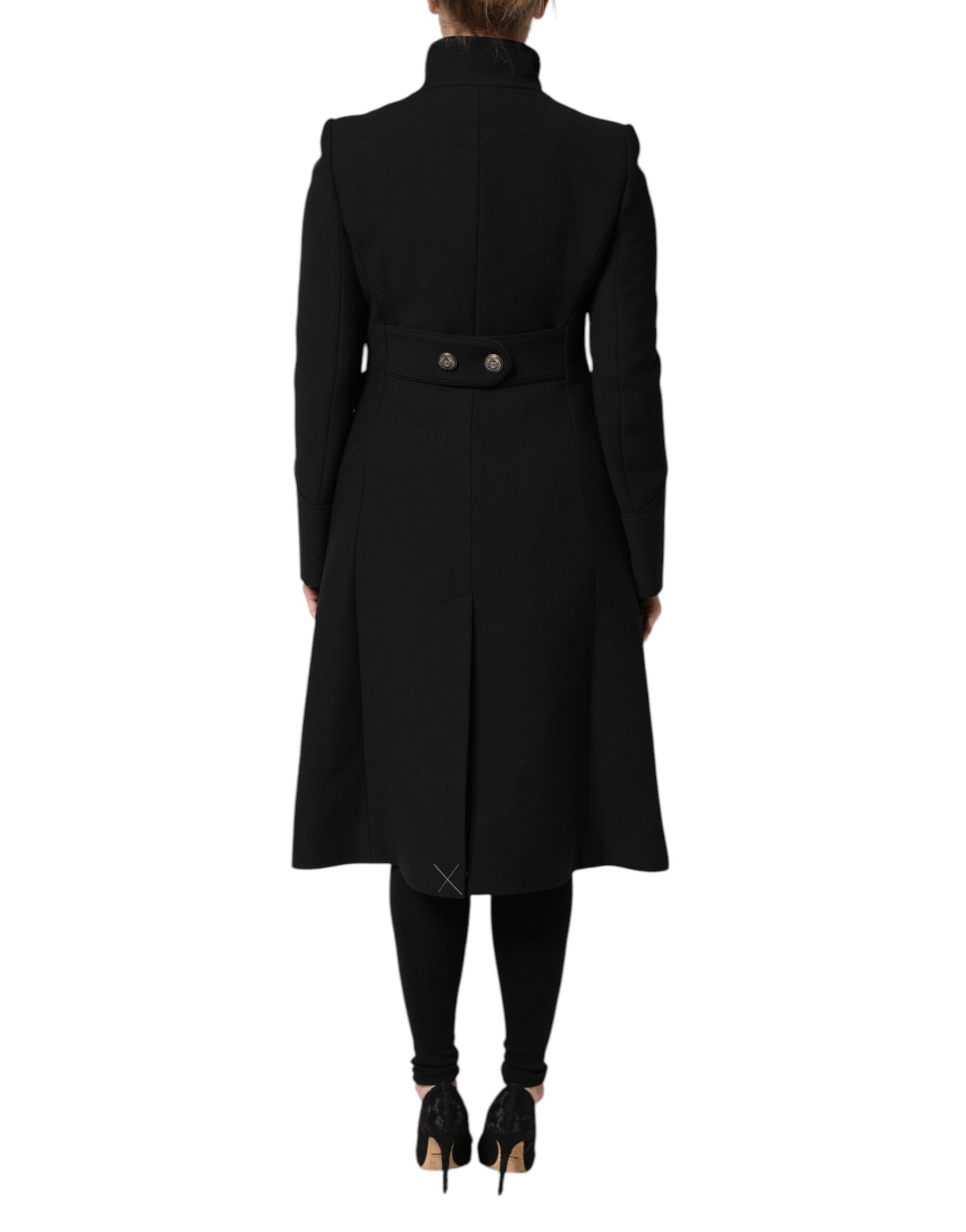 Dolce & Gabbana Black Wool Single Breasted Trench Coat Jacket | Regal Royce