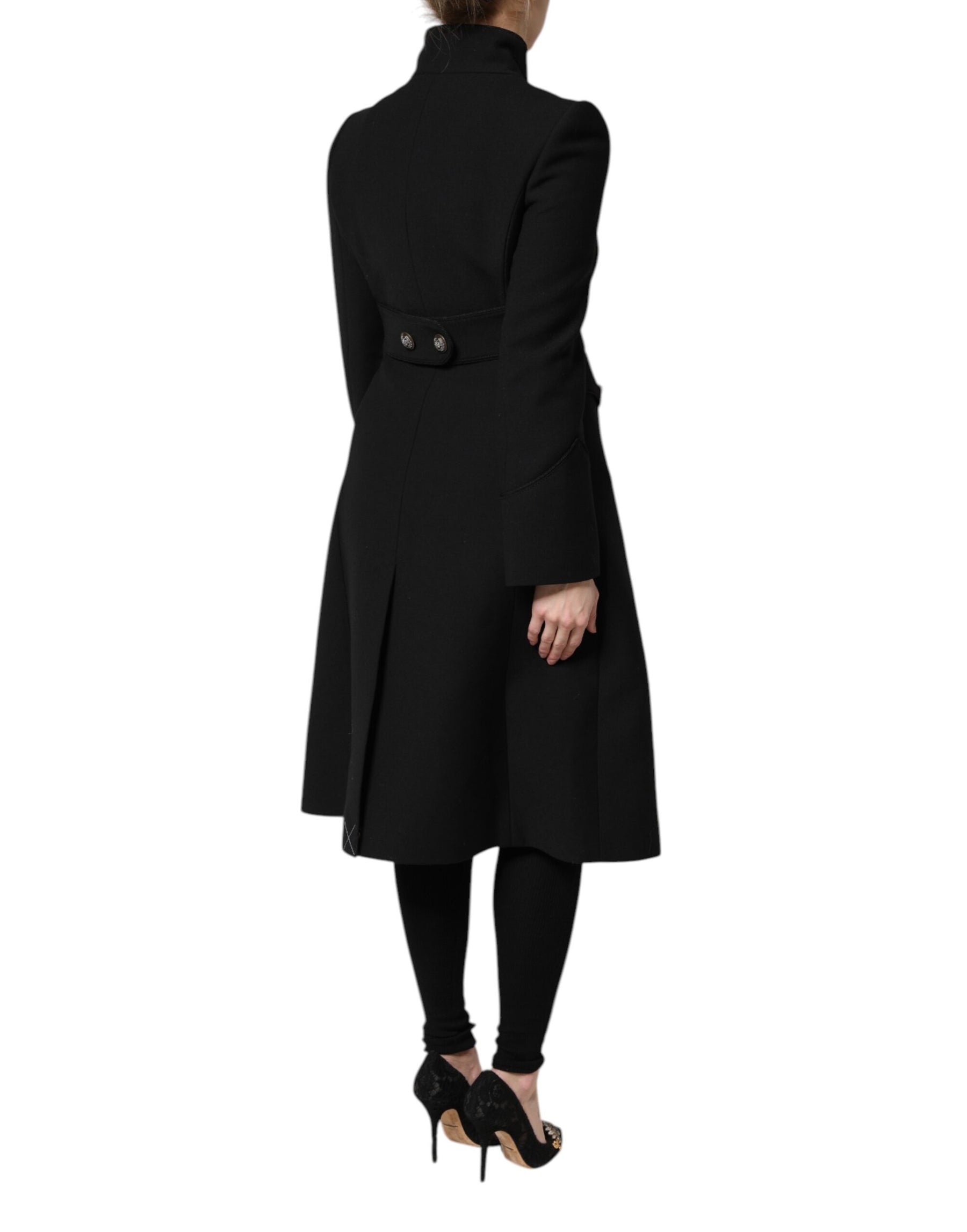 Dolce & Gabbana Black Wool Single Breasted Trench Coat Jacket | Regal Royce