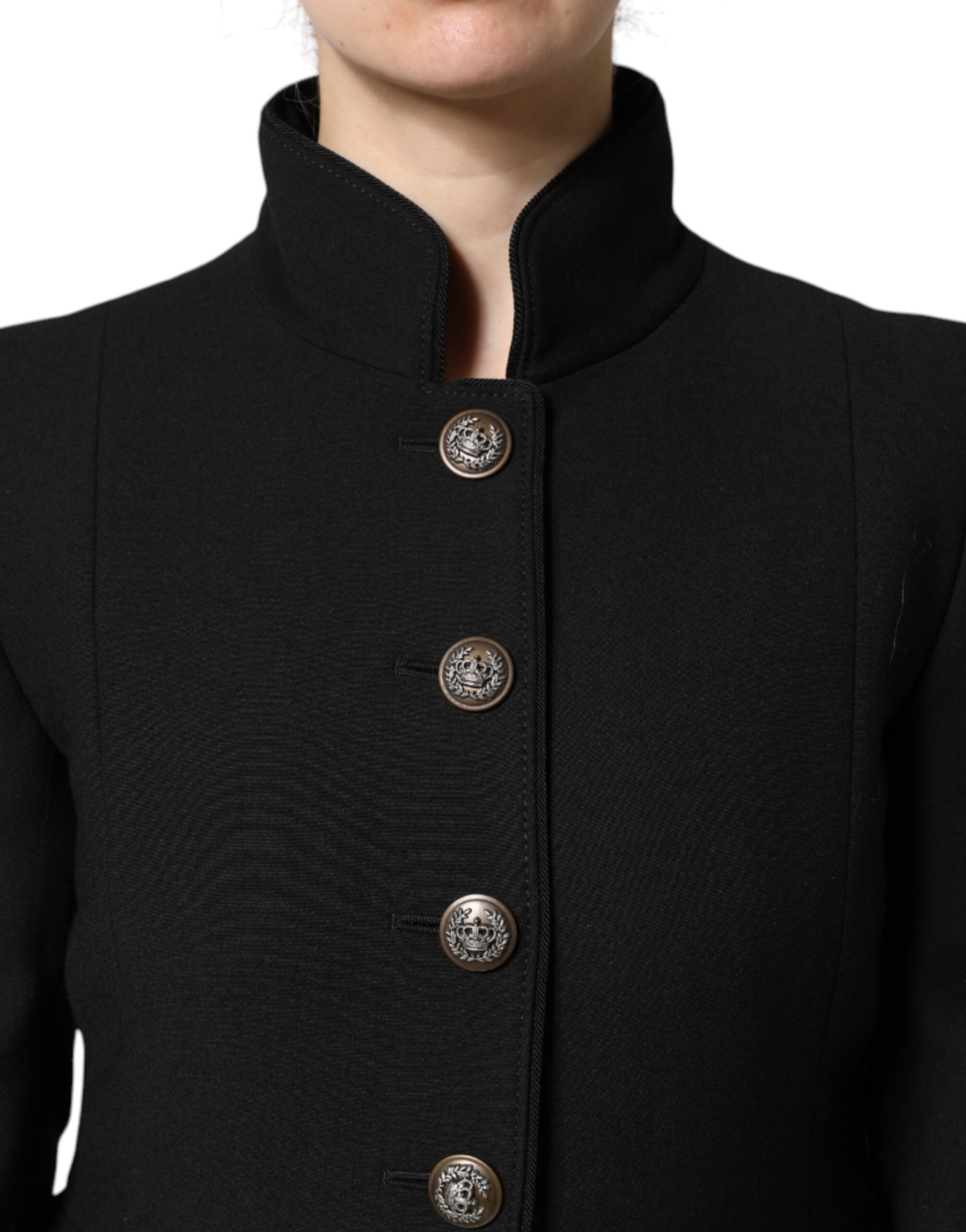 Dolce & Gabbana Black Wool Single Breasted Trench Coat Jacket | Regal Royce