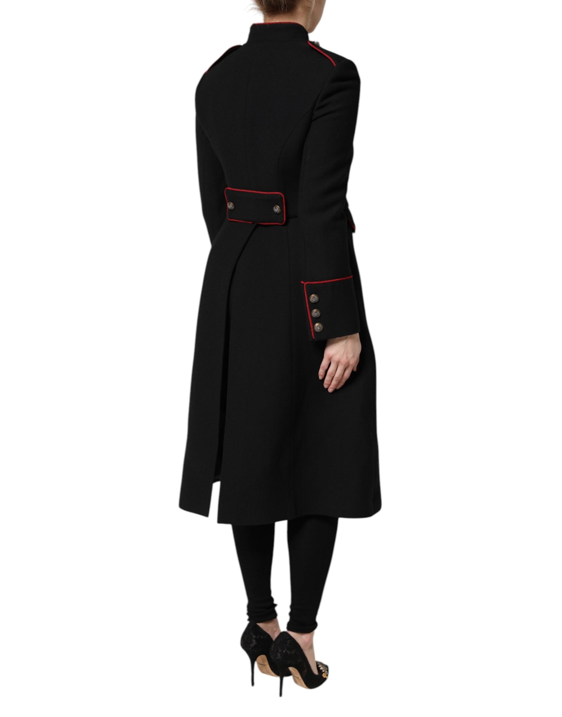 Dolce & Gabbana Black Wool Single Breasted Trench Coat Jacket | Regal Royce