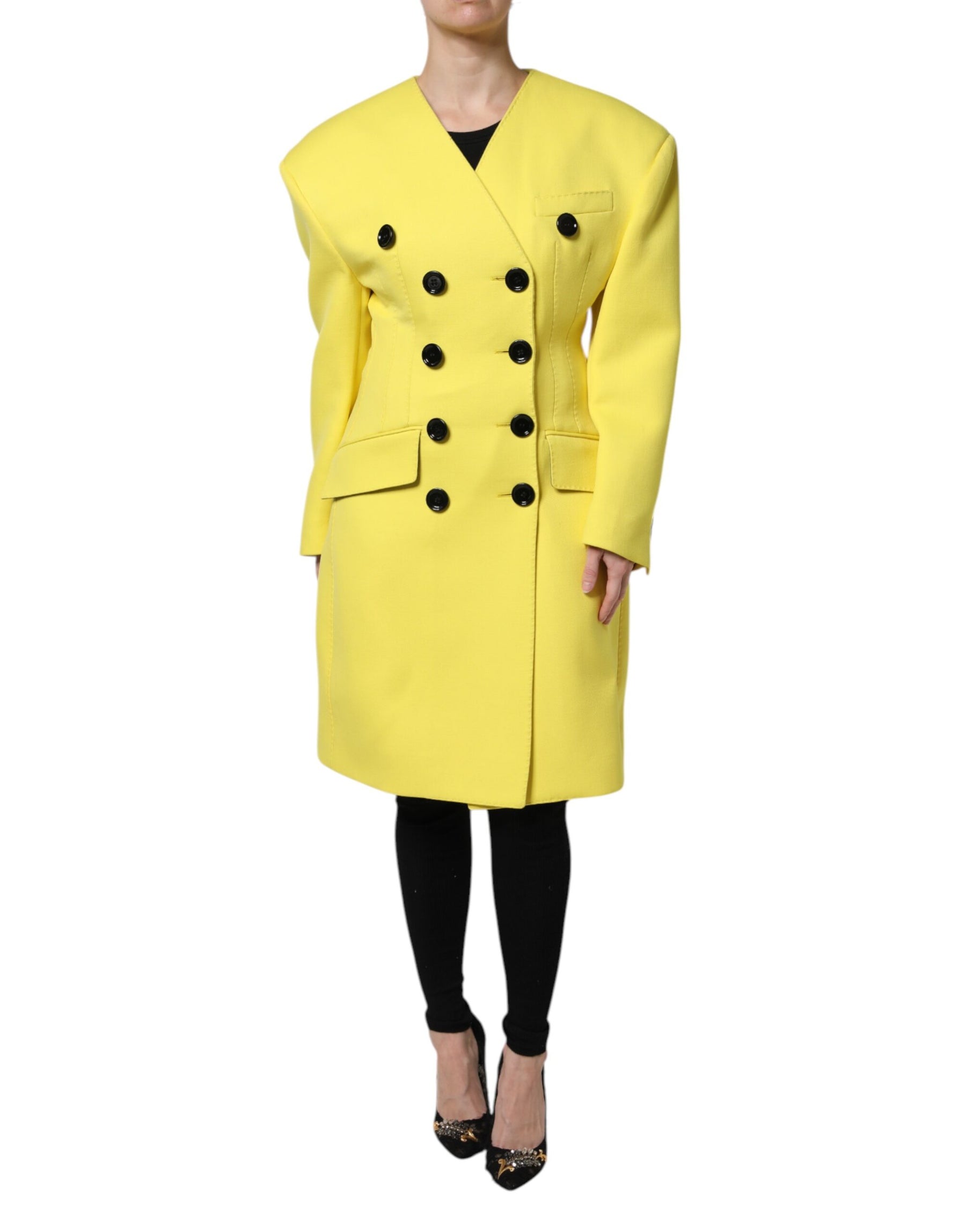 Dolce & Gabbana Yellow Double Breasted Trench Coat Jacket | Regal Royce