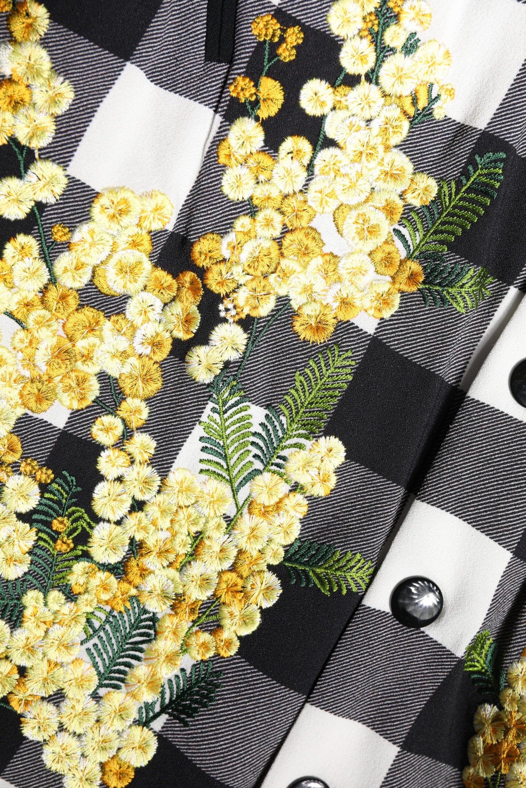 Dolce & Gabbana Black White Check Floral Button Down Jacket | Regal Royce
