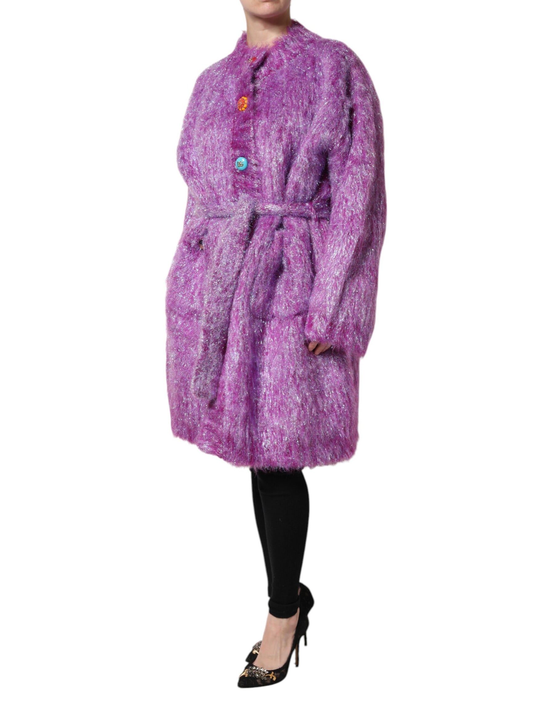 Dolce & Gabbana Purple Button Embellished Trench Coat Jacket | Regal Royce