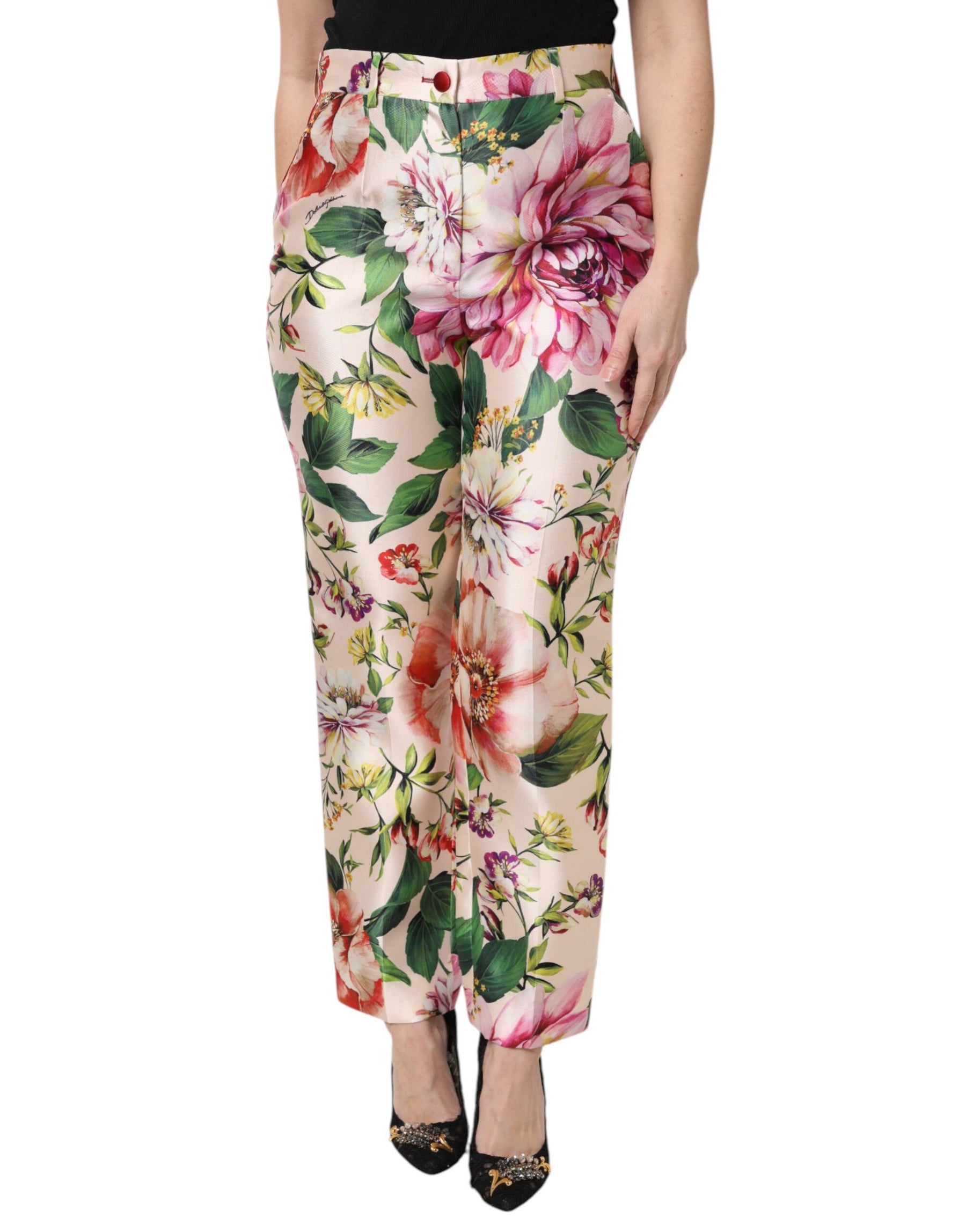 Dolce & Gabbana Multicolor Floral High Waist Straight Pants | Regal Royce