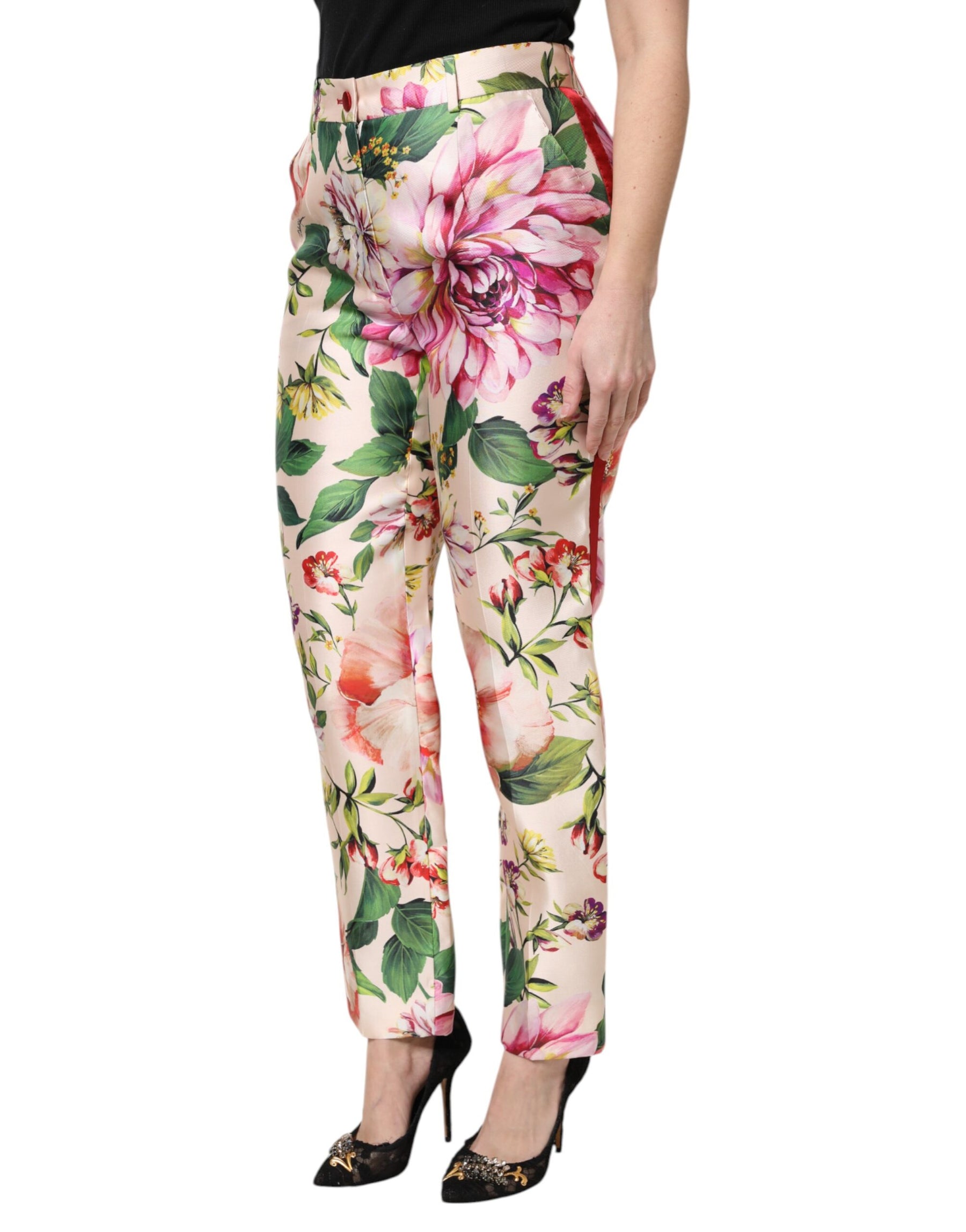Dolce & Gabbana Multicolor Floral High Waist Straight Pants | Regal Royce