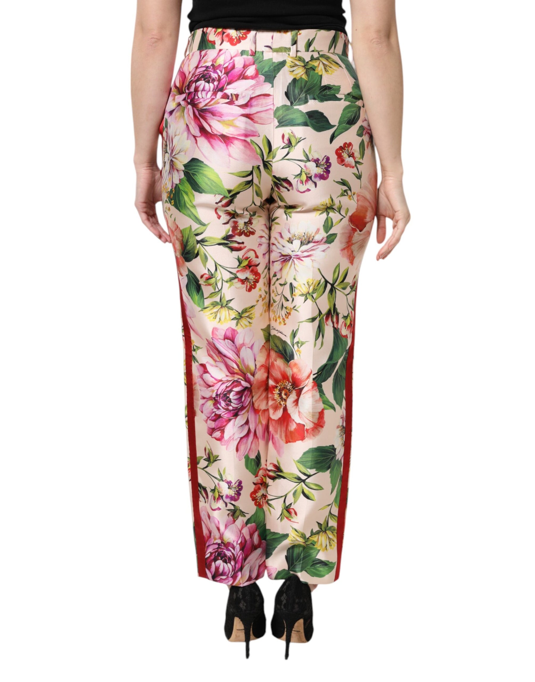 Dolce & Gabbana Multicolor Floral High Waist Straight Pants | Regal Royce