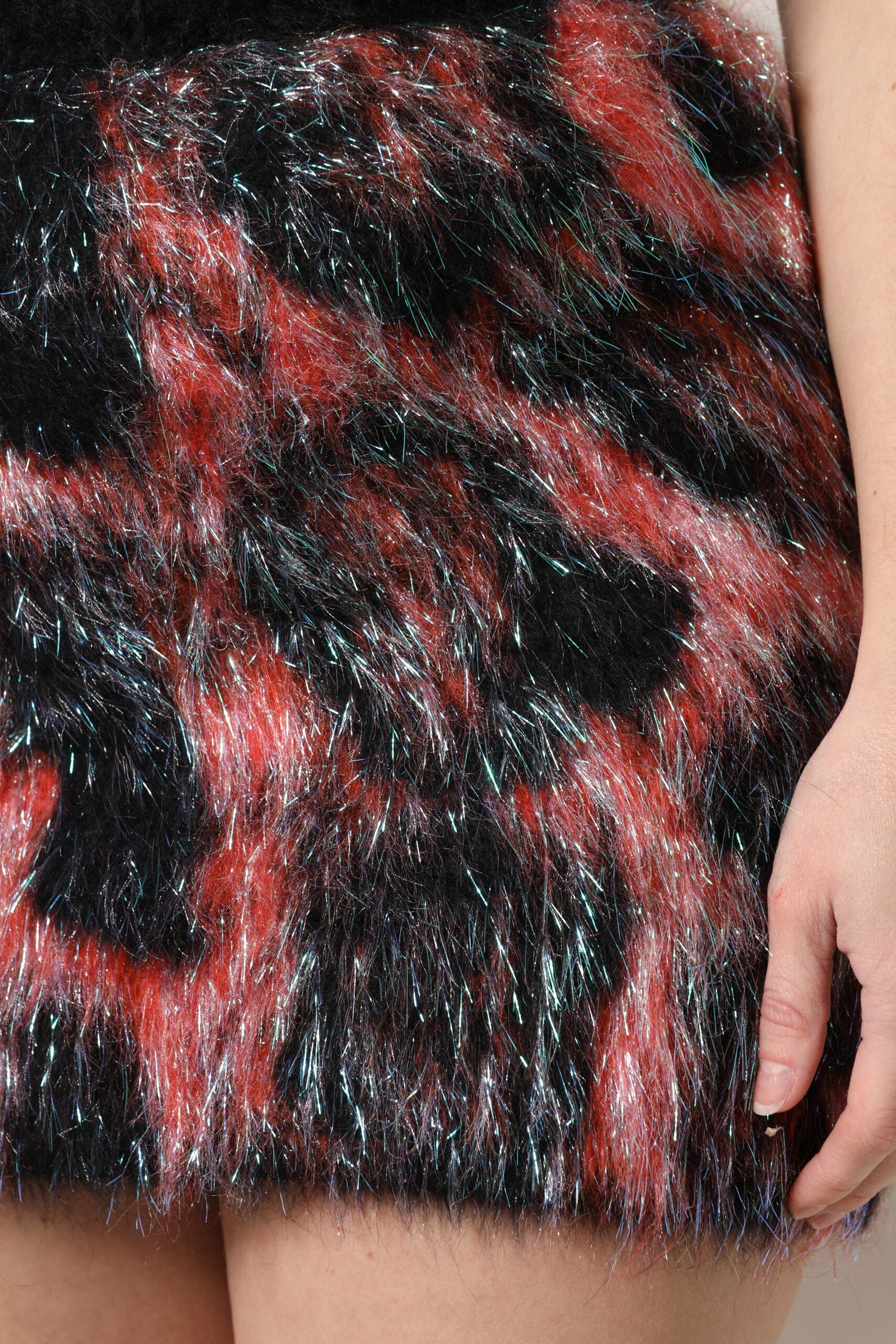 Dolce & Gabbana Multicolor Plush High Waist Mini Skirt | Regal Royce