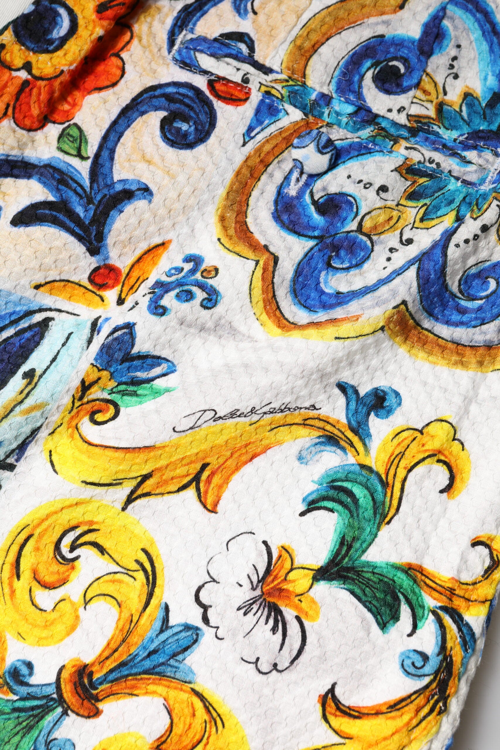 Dolce & Gabbana Multicolor Majolica Print High Waist Shorts | Regal Royce