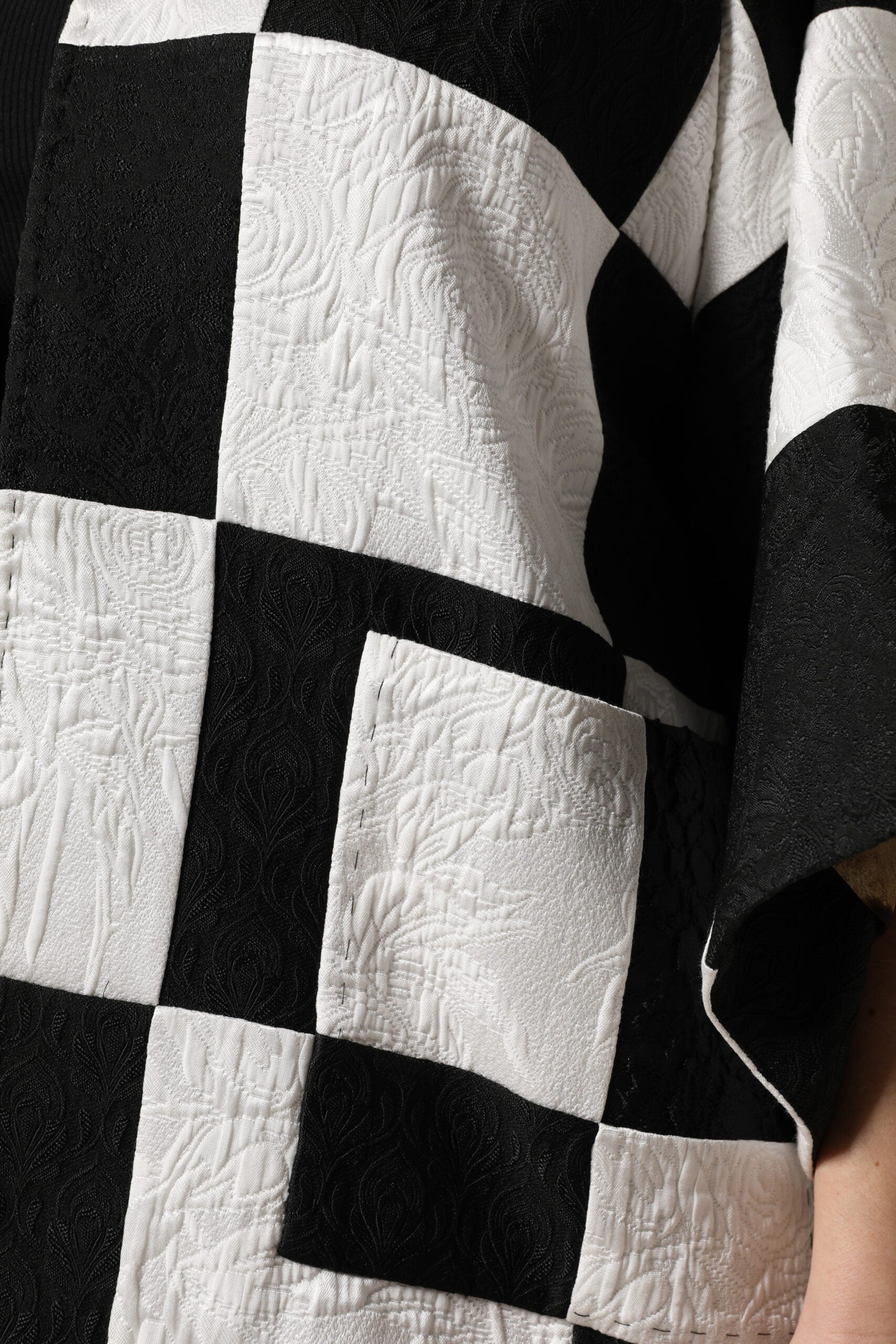 Dolce & Gabbana White Black Patchwork Jacquard Blazer Jacket | Regal Royce