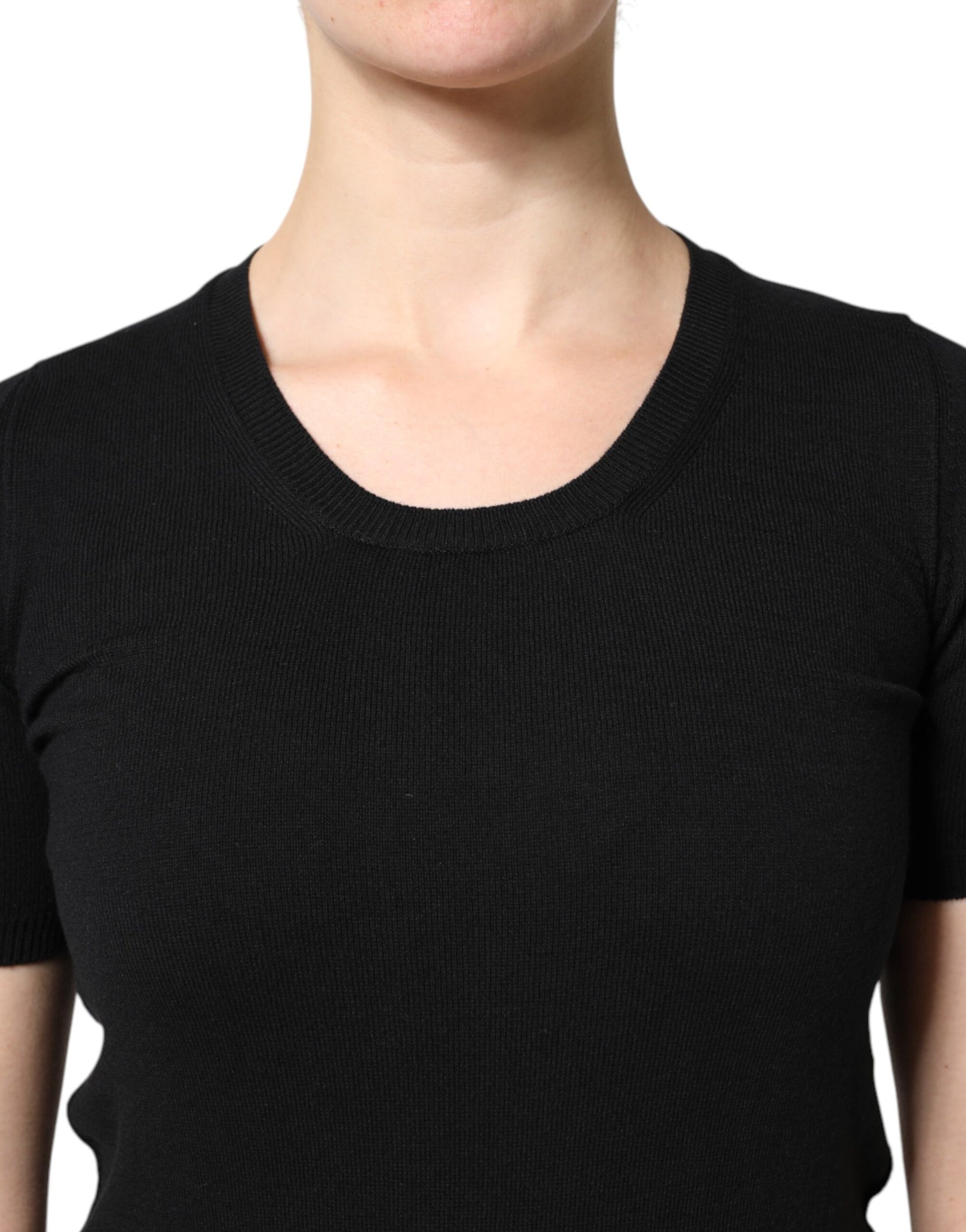 Dolce & Gabbana Black Cotton Round Neck Short Sleeve T-shirt | Regal Royce