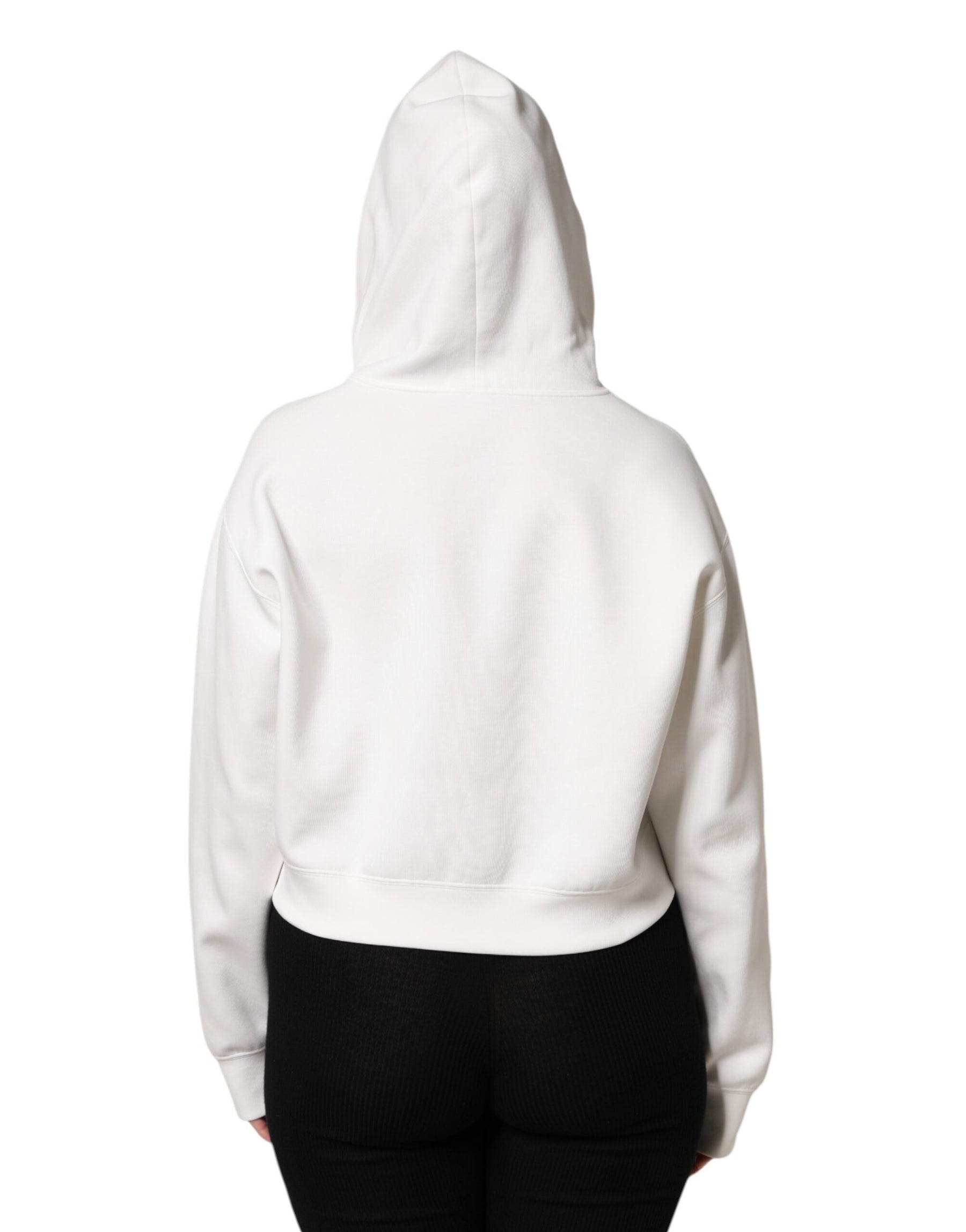 Dolce & Gabbana Ivory Cotton Printed Hooded Pullover Sweater | Regal Royce