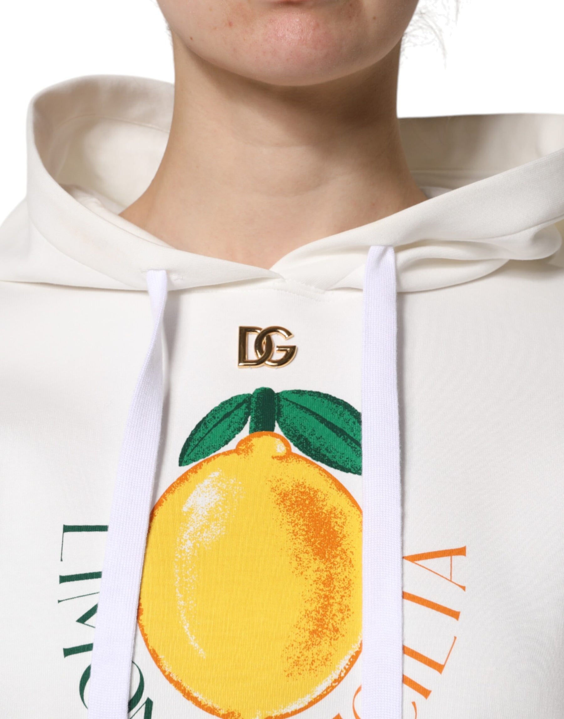 Dolce & Gabbana Ivory Cotton Printed Hooded Pullover Sweater | Regal Royce