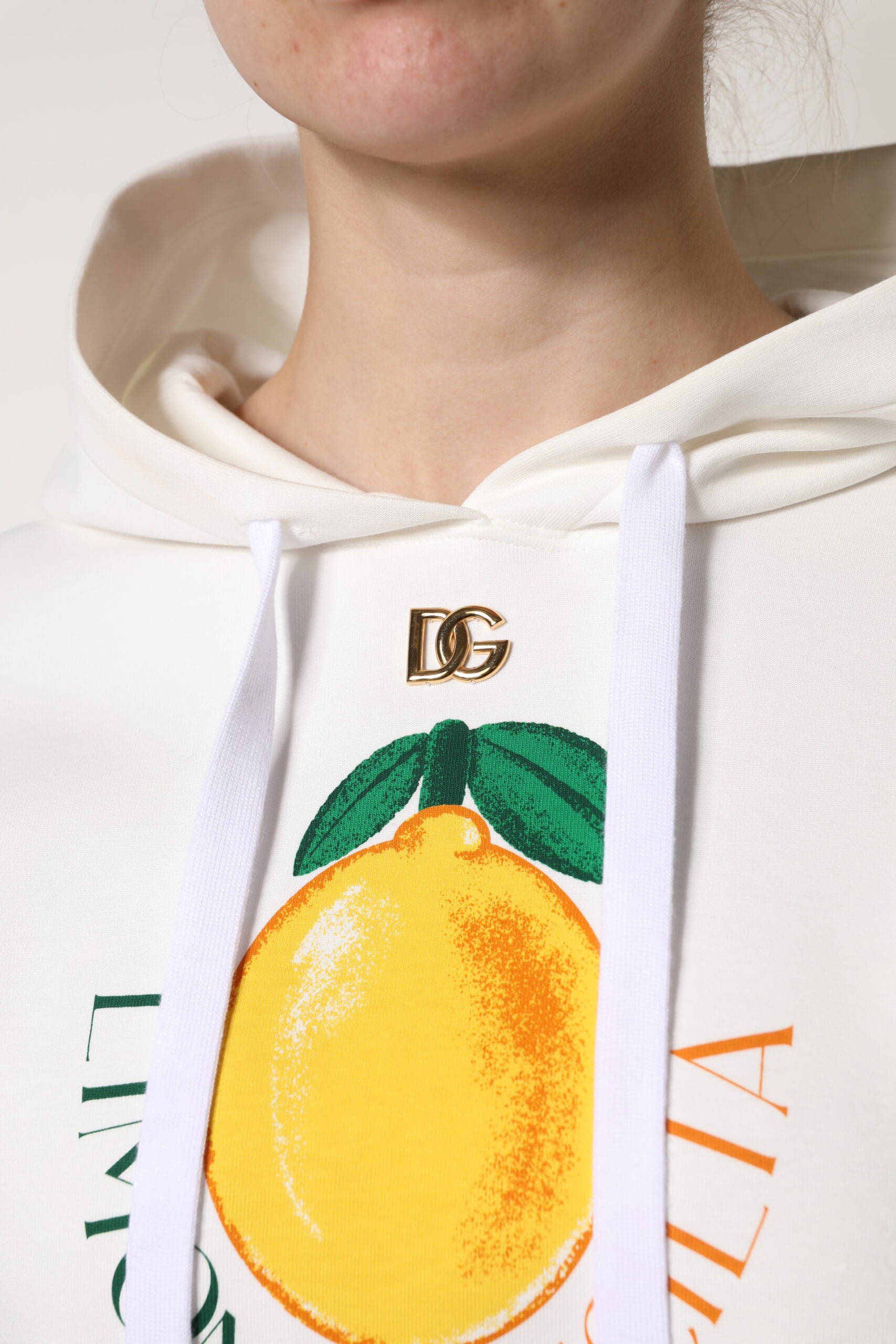 Dolce & Gabbana Ivory Cotton Printed Hooded Pullover Sweater | Regal Royce