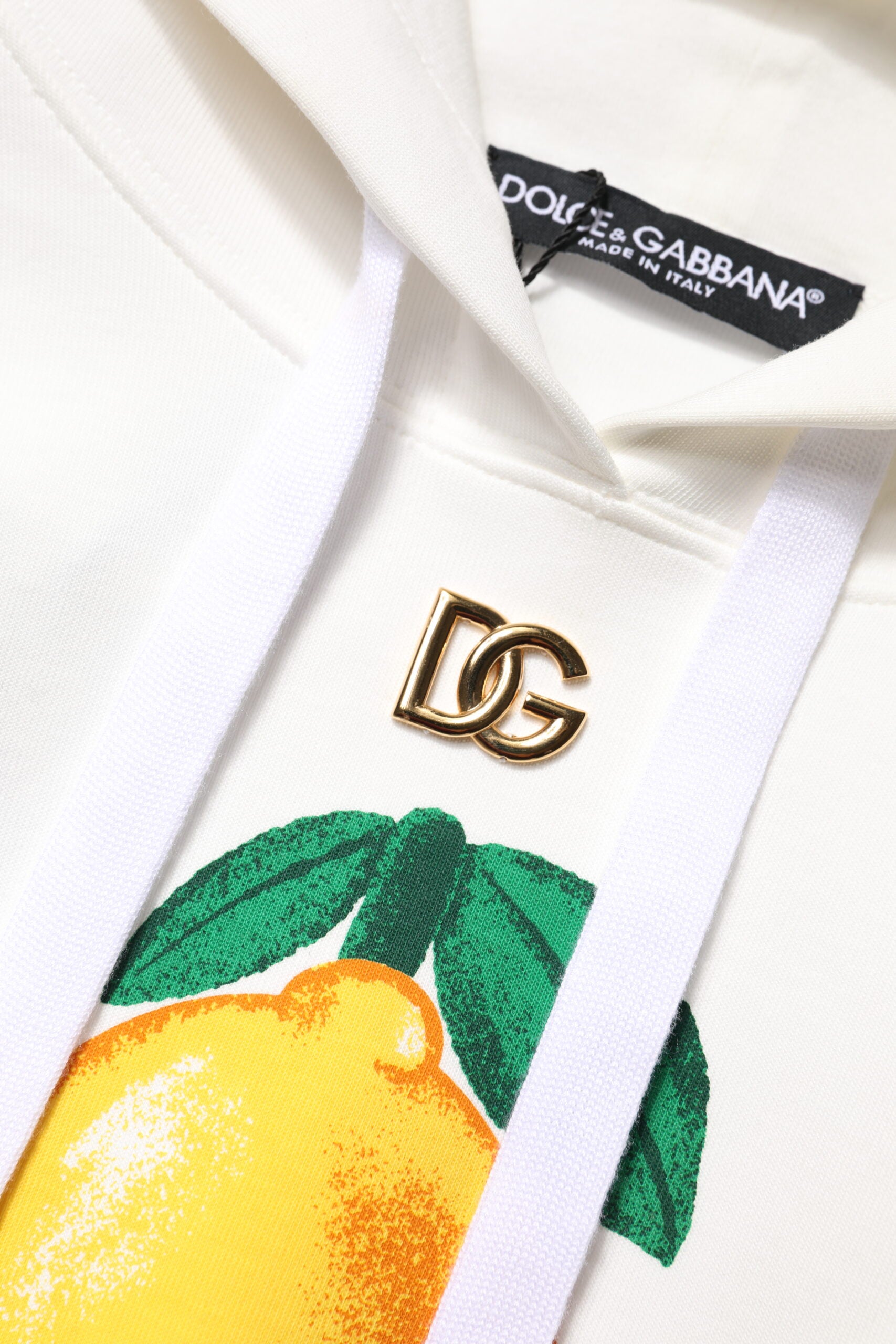 Dolce & Gabbana Ivory Cotton Printed Hooded Pullover Sweater | Regal Royce