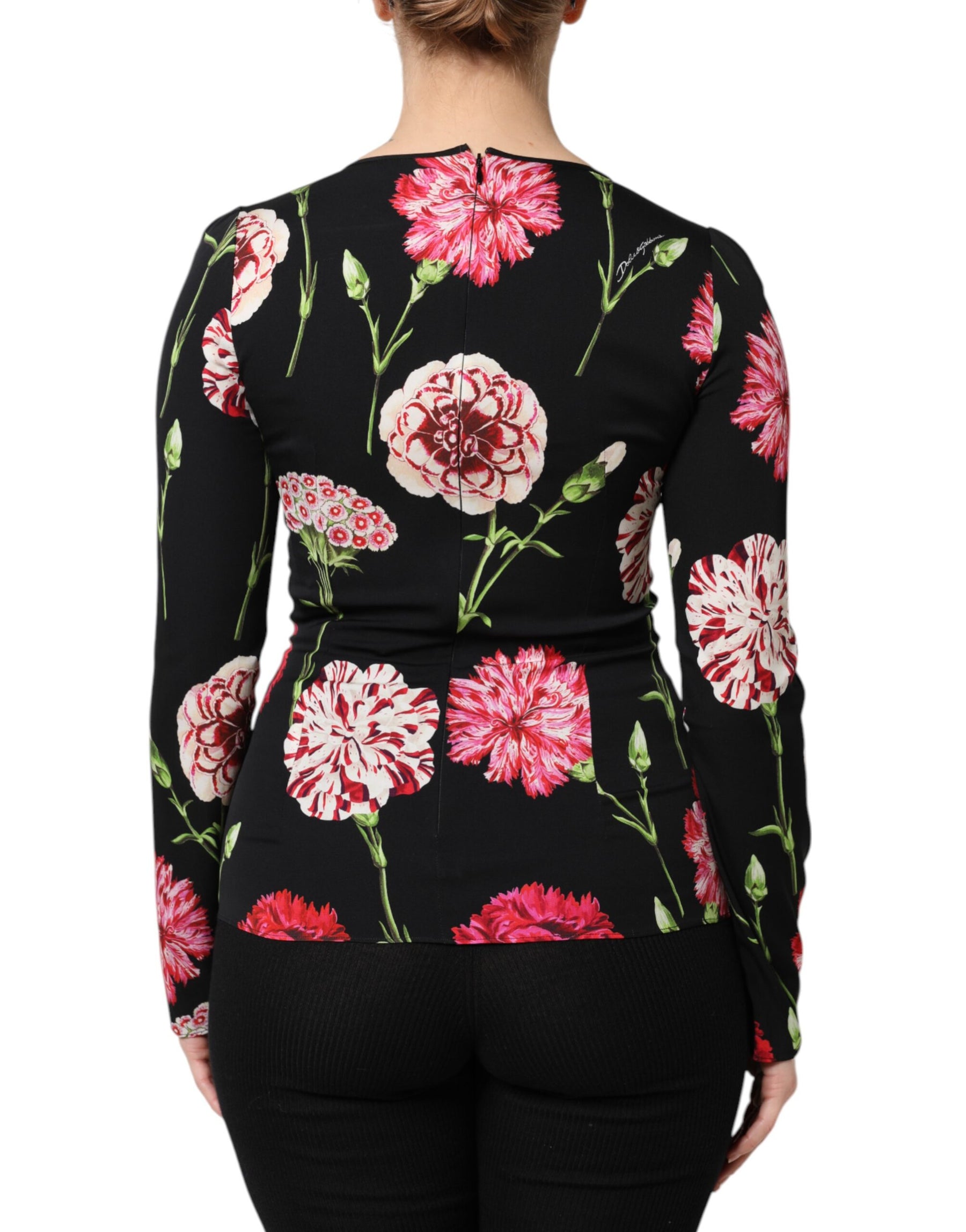 Dolce & Gabbana Black Floral Long Sleeve Women Blouse Top | Regal Royce
