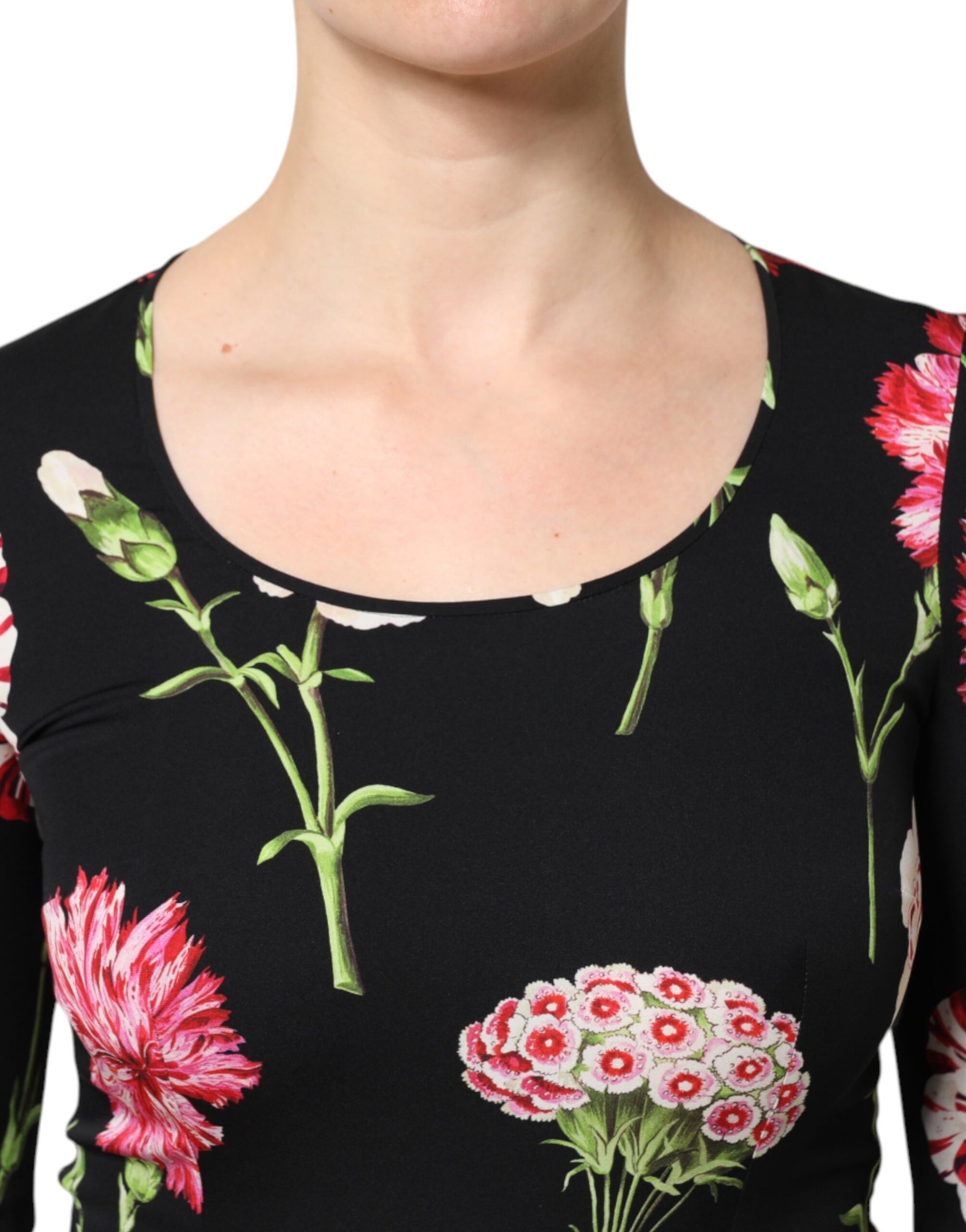 Dolce & Gabbana Black Floral Long Sleeve Women Blouse Top | Regal Royce