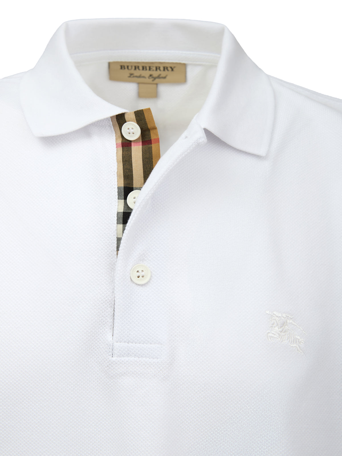 Burberry White Cotton Collared Polo Shirt | Regal Royce