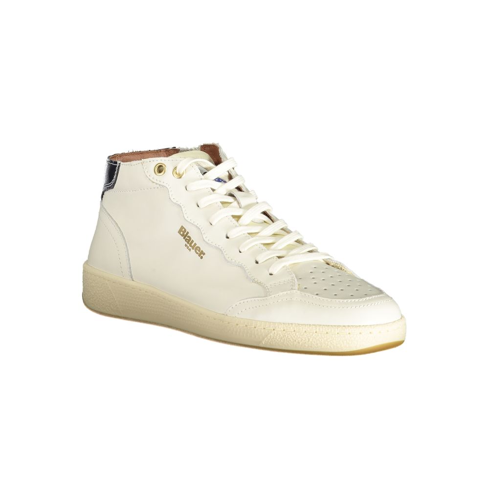 Blauer White Leather Men Sneaker | Regal Royce