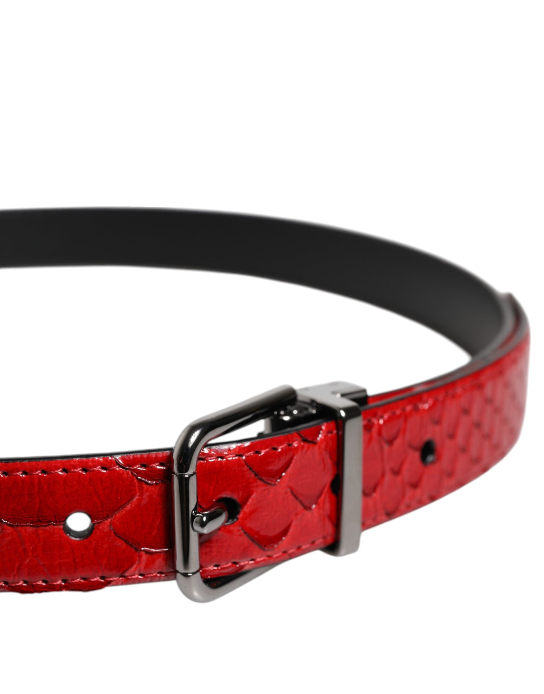 Dolce & Gabbana Red Exotic Leather Brass Metal Buckle Belt | Regal Royce