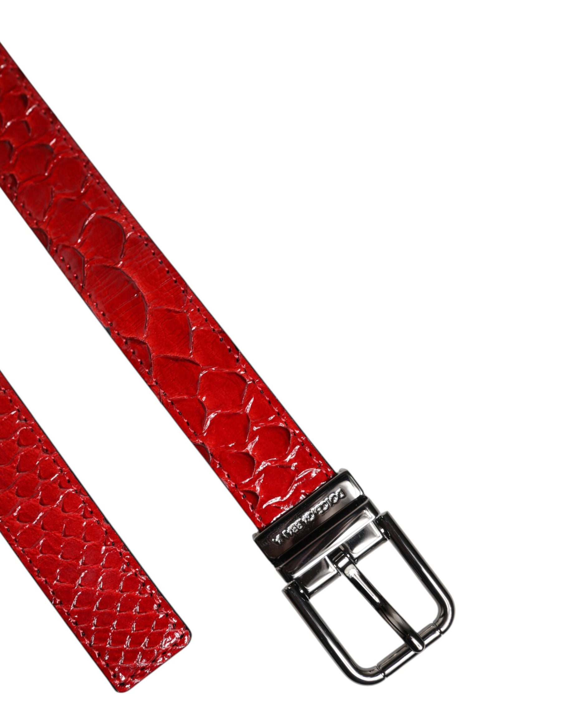 Dolce & Gabbana Red Exotic Leather Brass Metal Buckle Belt | Regal Royce