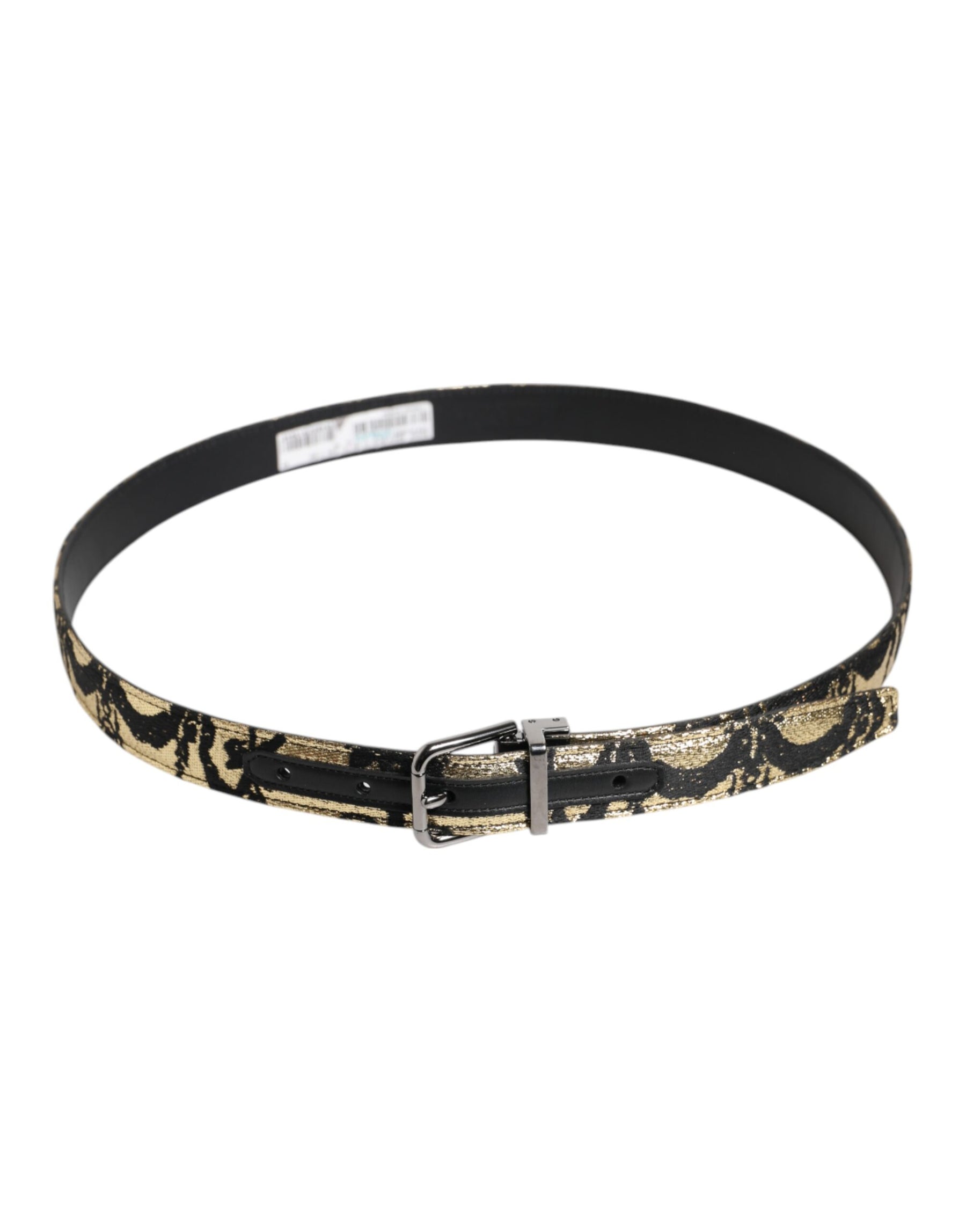 Dolce & Gabbana Multicolor Jacquard Leather Metal Buckle Belt | Regal Royce