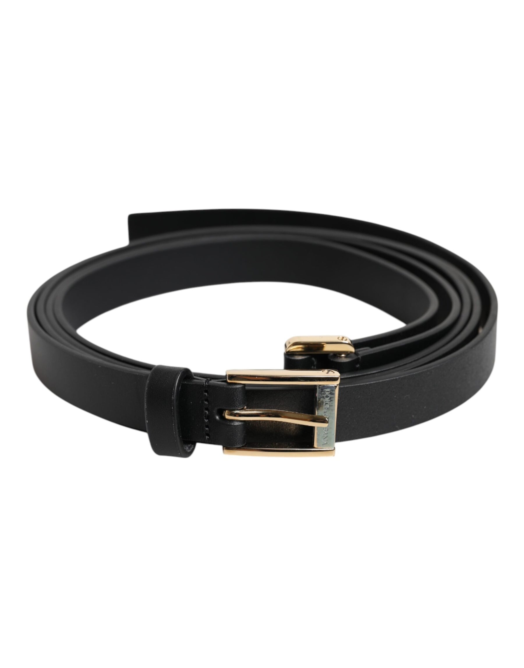 Dolce & Gabbana Black Classic Gold Metal Logo Buckle Belt | Regal Royce