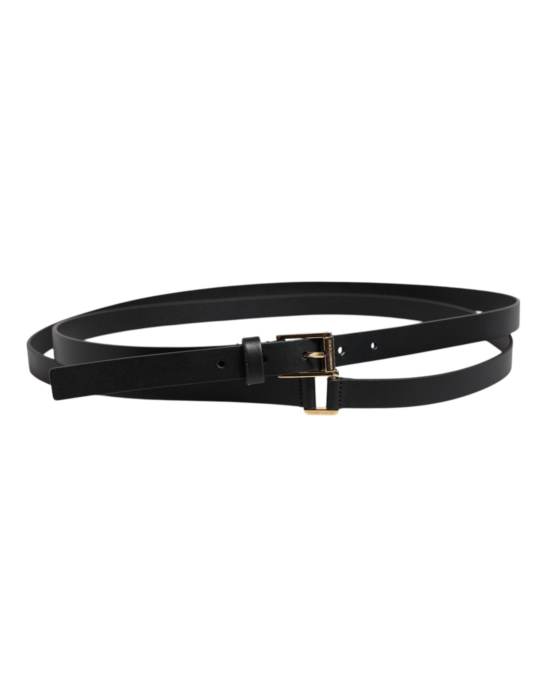 Dolce & Gabbana Black Classic Gold Metal Logo Buckle Belt | Regal Royce