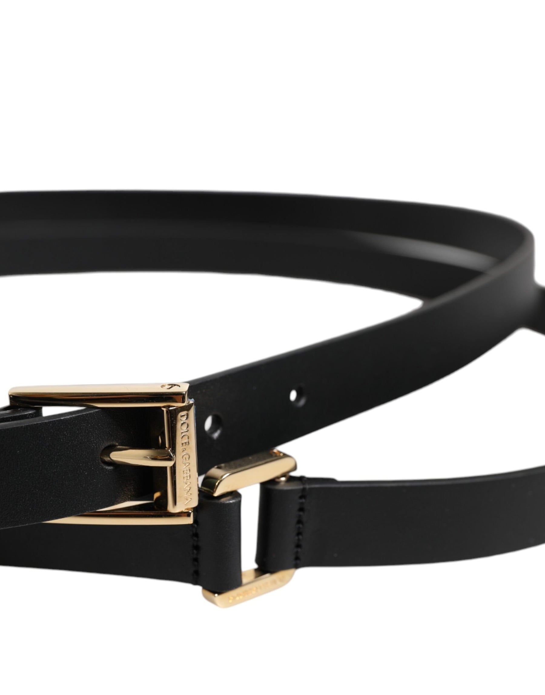 Dolce & Gabbana Black Classic Gold Metal Logo Buckle Belt | Regal Royce