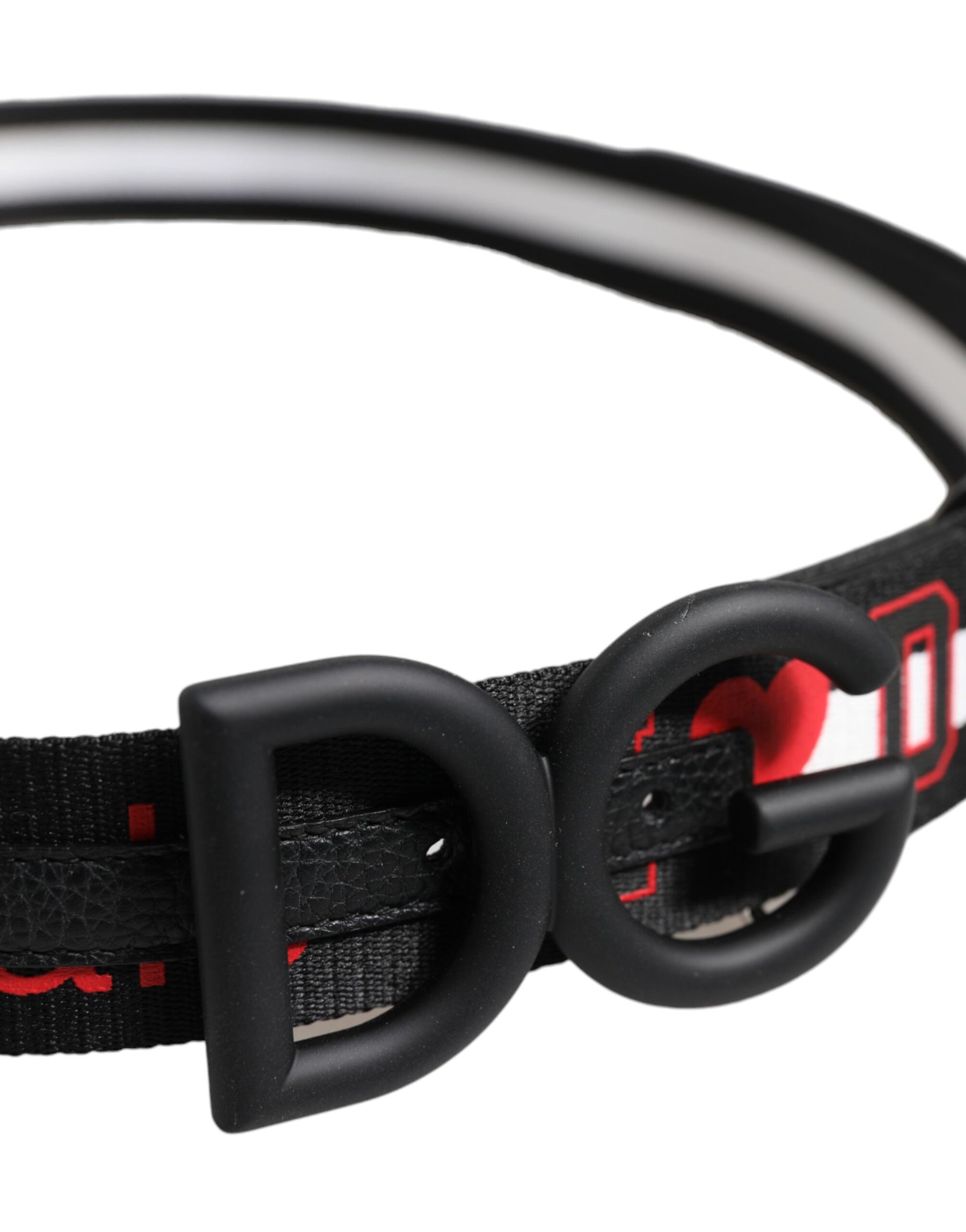 Dolce & Gabbana Black Polyester Logo Print DG Buckle Belt | Regal Royce