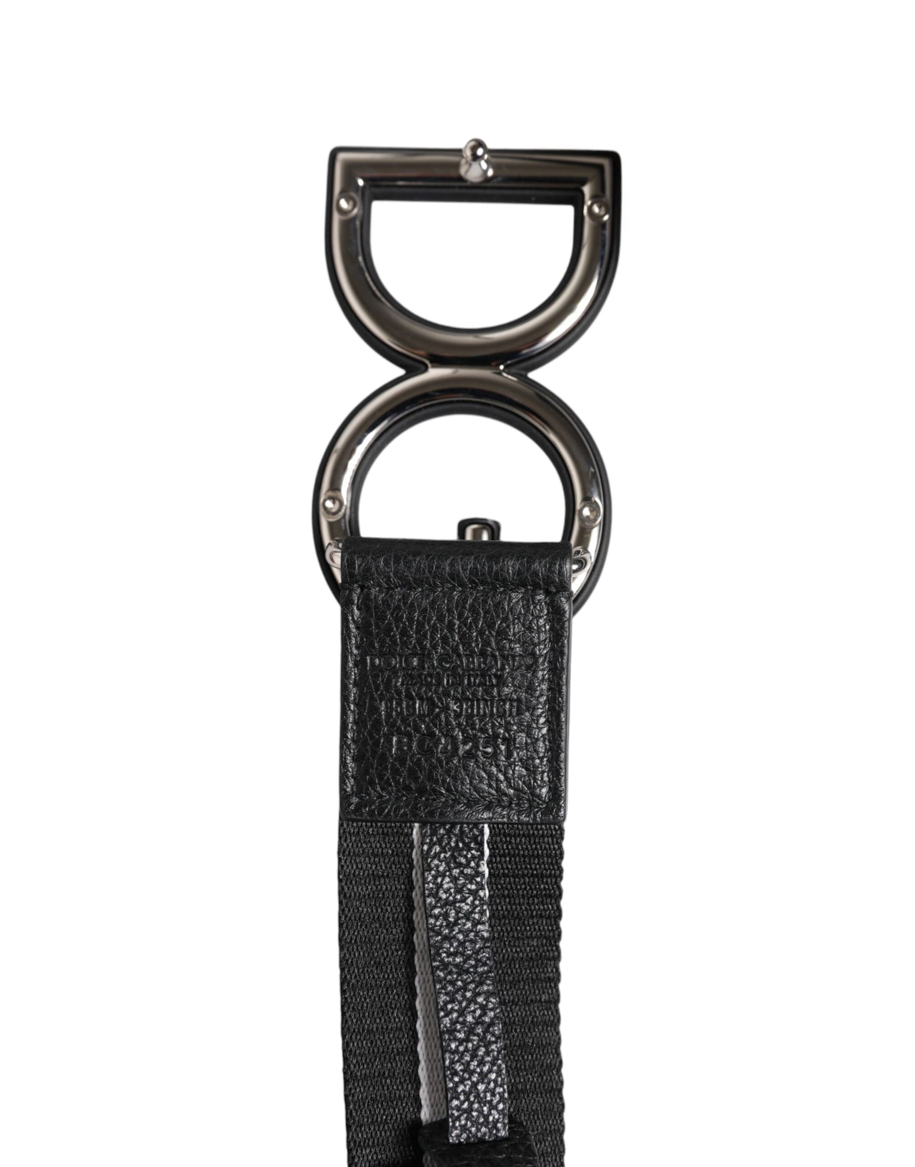 Dolce & Gabbana Black Polyester Logo Print DG Buckle Belt | Regal Royce