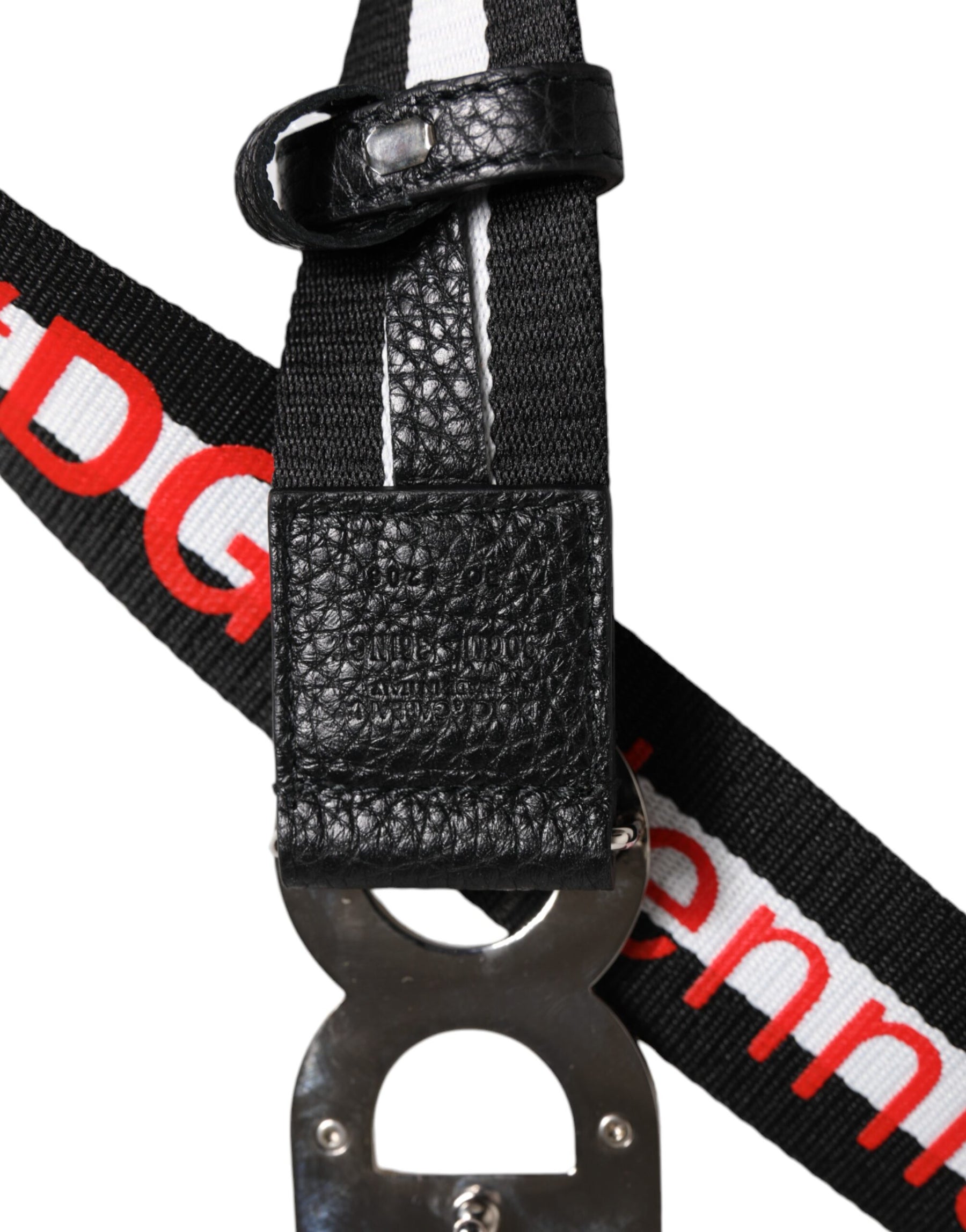 Dolce & Gabbana Black Cotton Logo Print DG Buckle Belt | Regal Royce