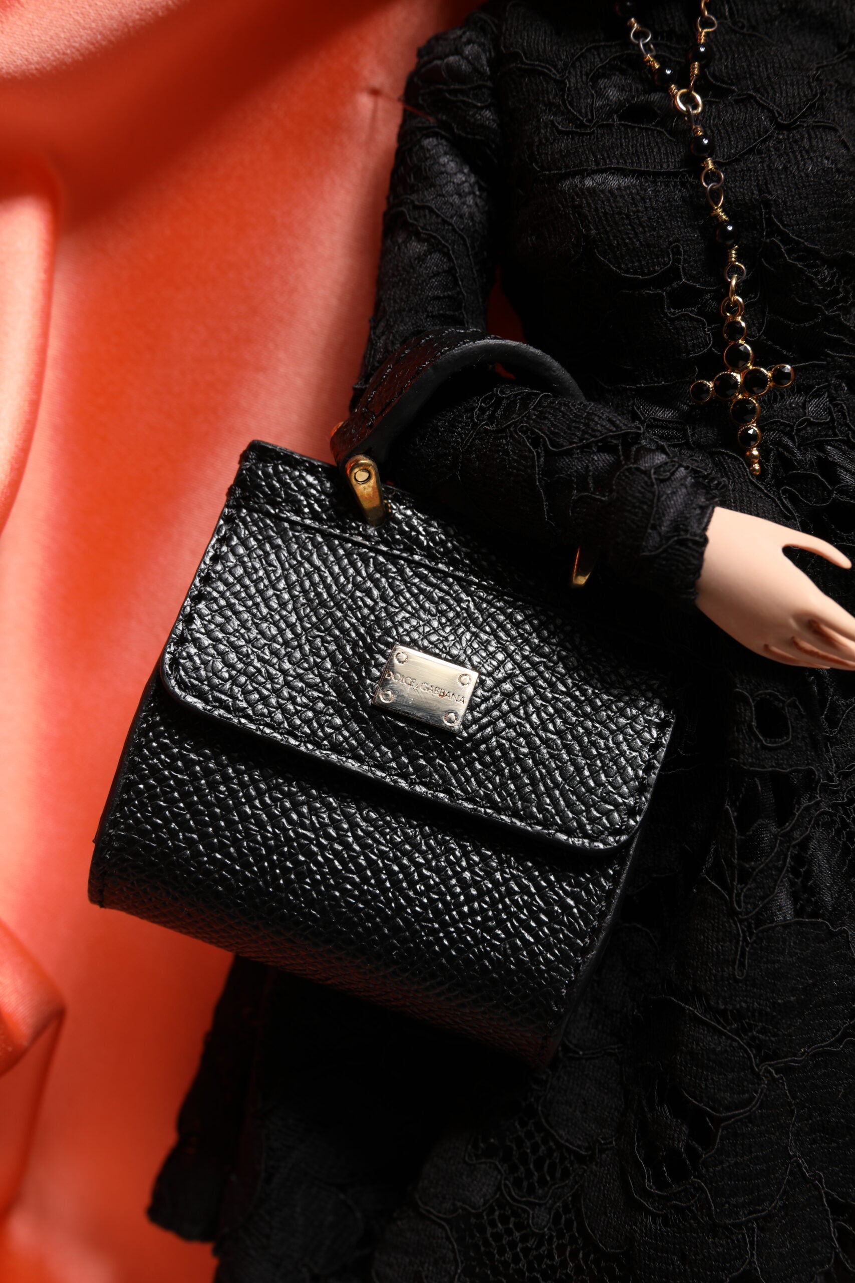 Dolce & Gabbana Black Dress Ceramic Porcelain Fashion Leather Sicily Dolls | Regal Royce