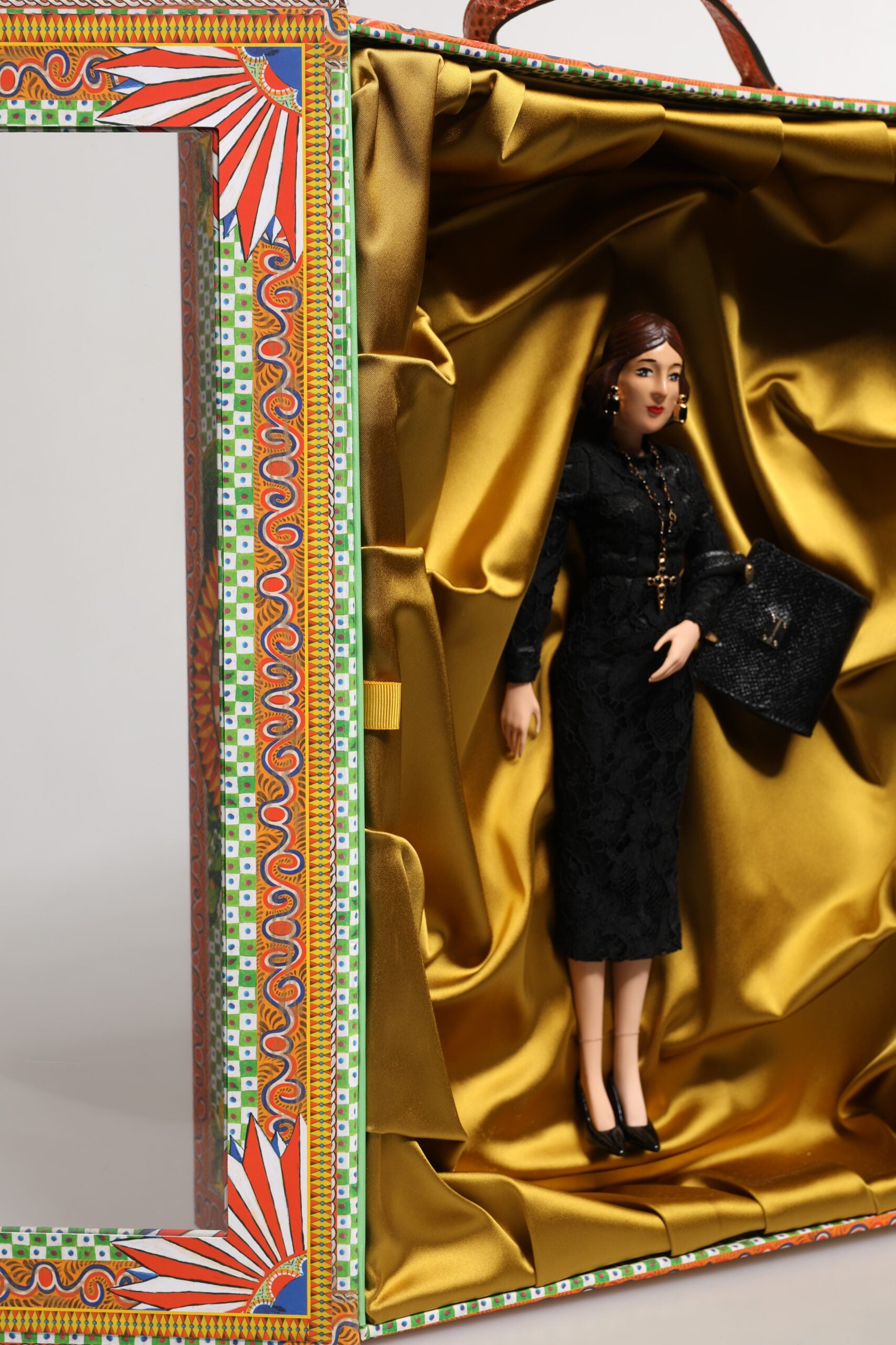 Dolce & Gabbana Black Dress Ceramic Porcelain Fashion Leather Sicily Dolls | Regal Royce