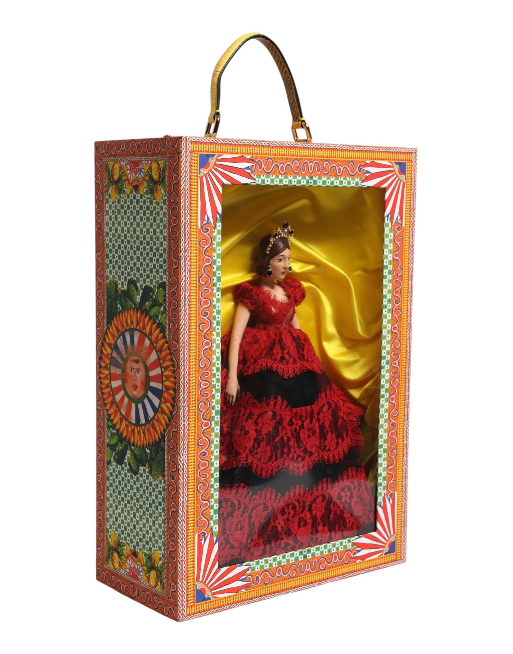 Dolce & Gabbana Red Dress Ceramic Porcelain Fashion Box Leather Sicily Dolls | Regal Royce