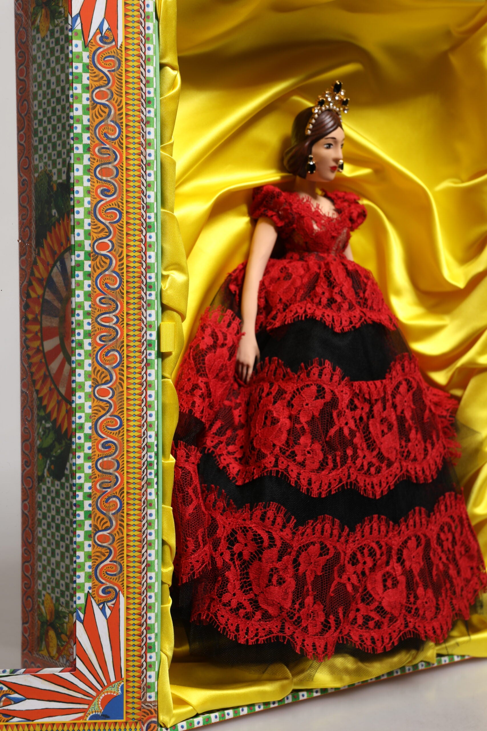 Dolce & Gabbana Red Dress Ceramic Porcelain Fashion Box Leather Sicily Dolls | Regal Royce