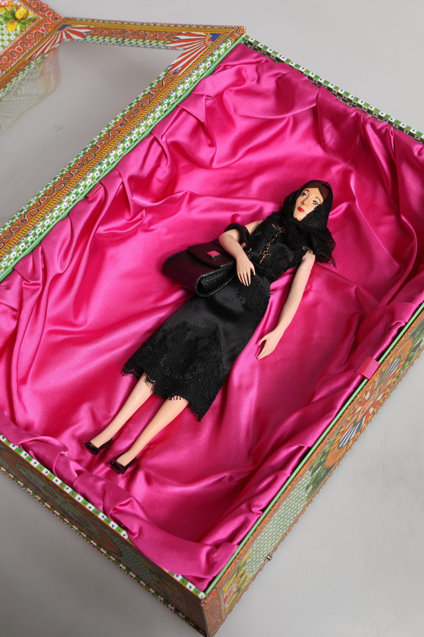 Dolce & Gabbana Black Dress Ceramic Porcelain Fashion Leather Sicily Dolls | Regal Royce