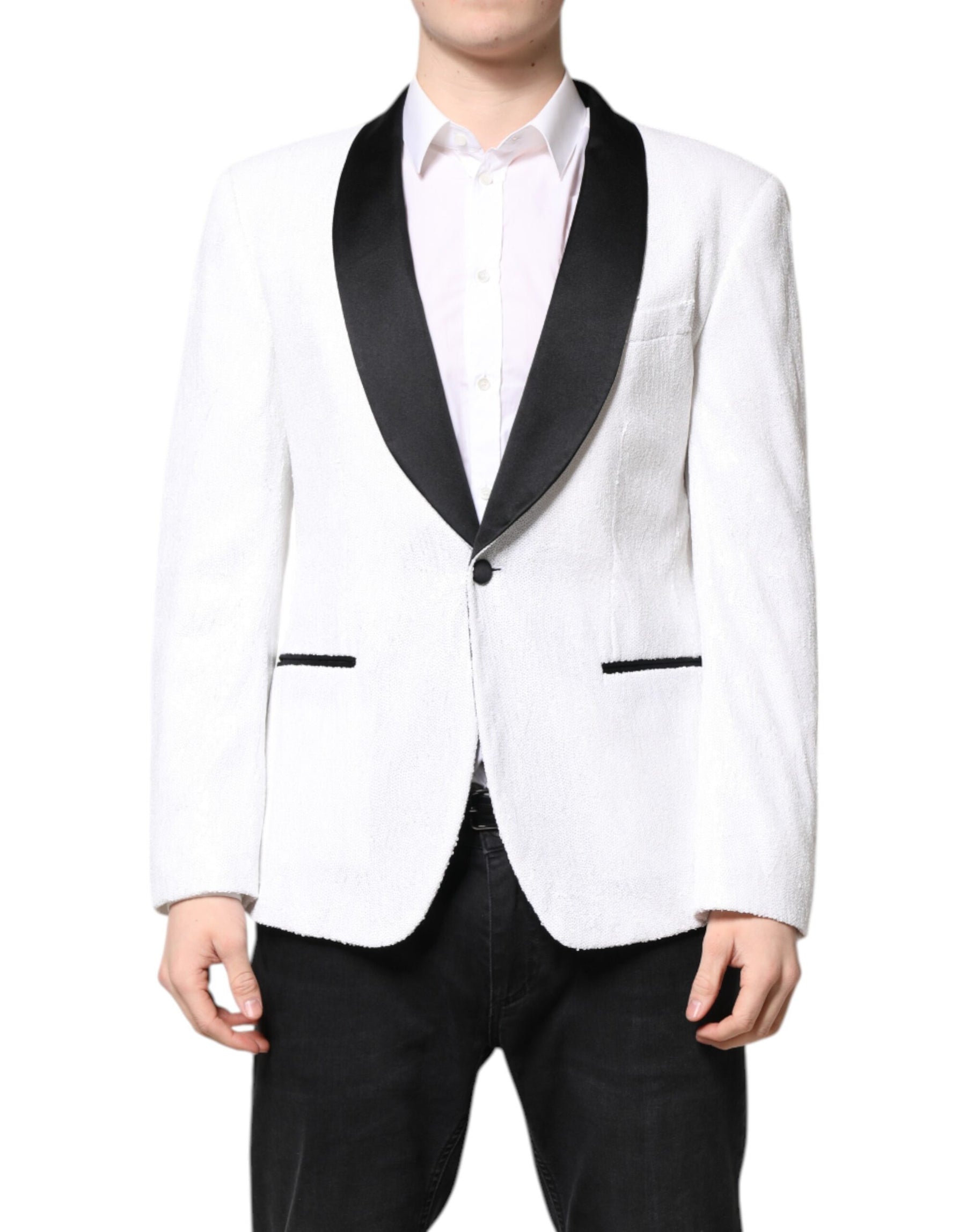 Dolce & Gabbana White Nylon Single Breasted Coat Blazer | Regal Royce