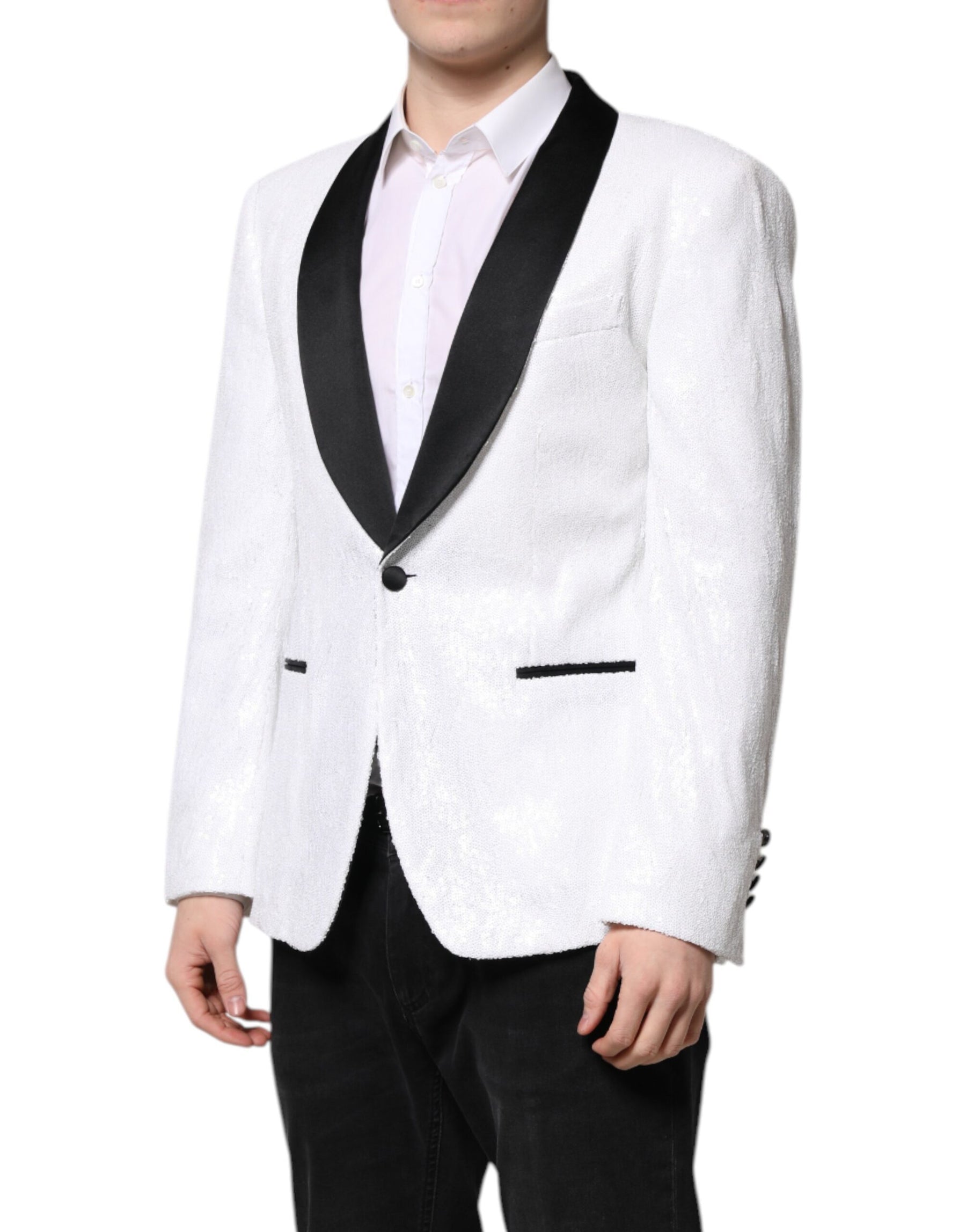 Dolce & Gabbana White Nylon Single Breasted Coat Blazer | Regal Royce