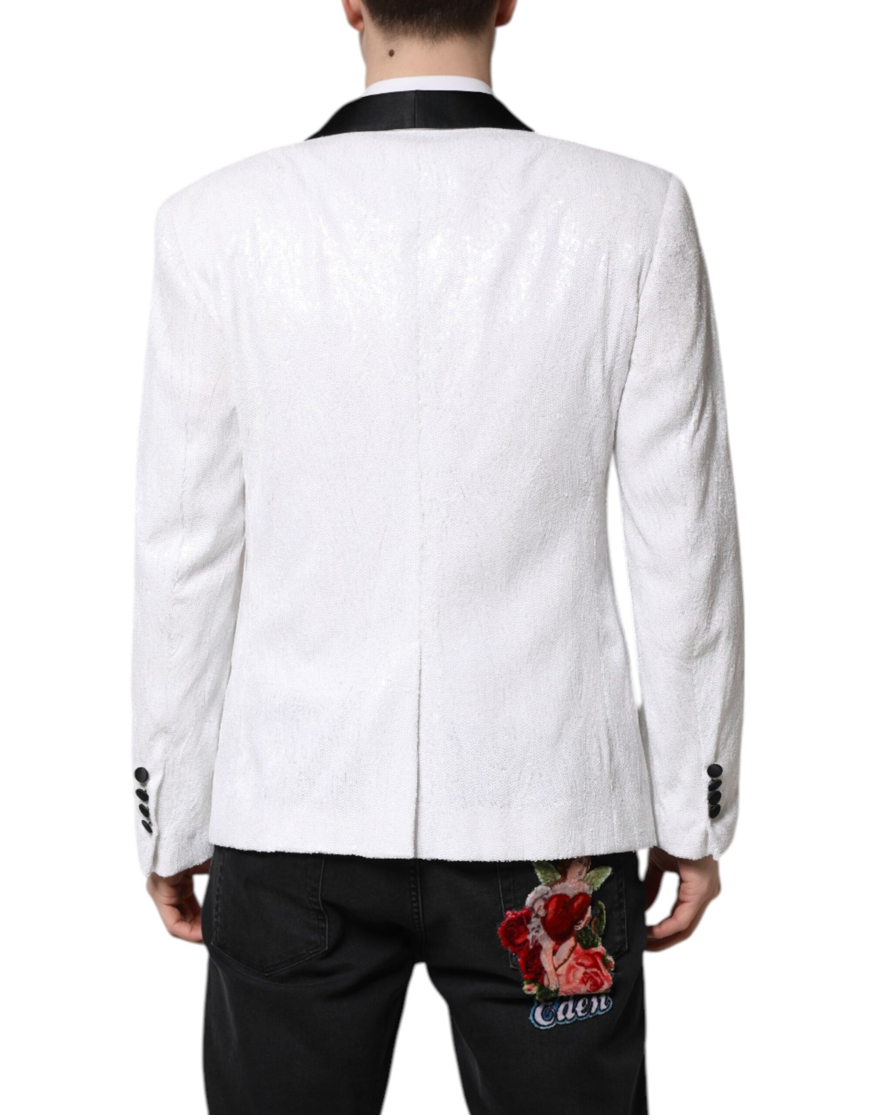 Dolce & Gabbana White Nylon Single Breasted Coat Blazer | Regal Royce