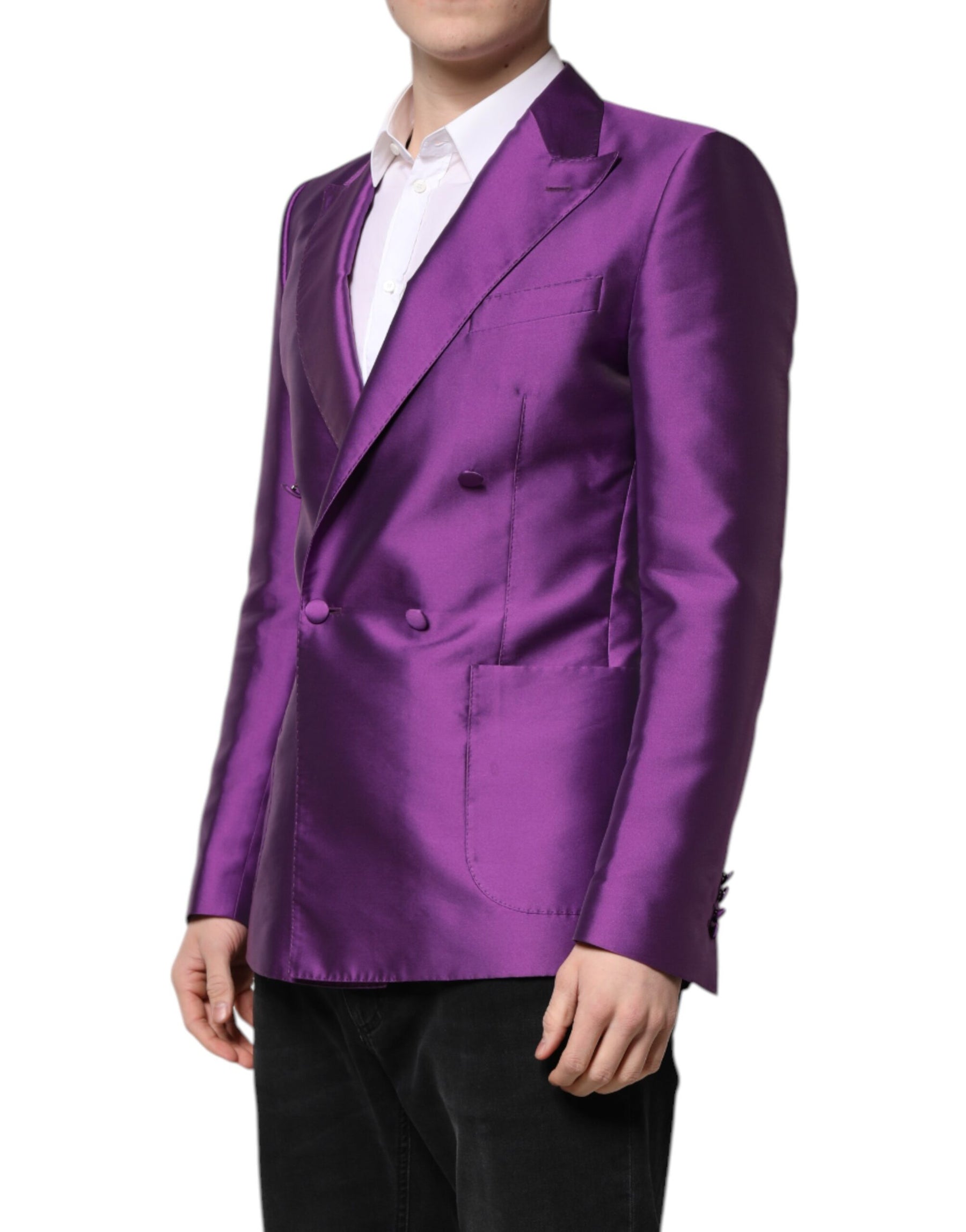Dolce & Gabbana Purple Double Breasted Men Suit Coat Blazer | Regal Royce