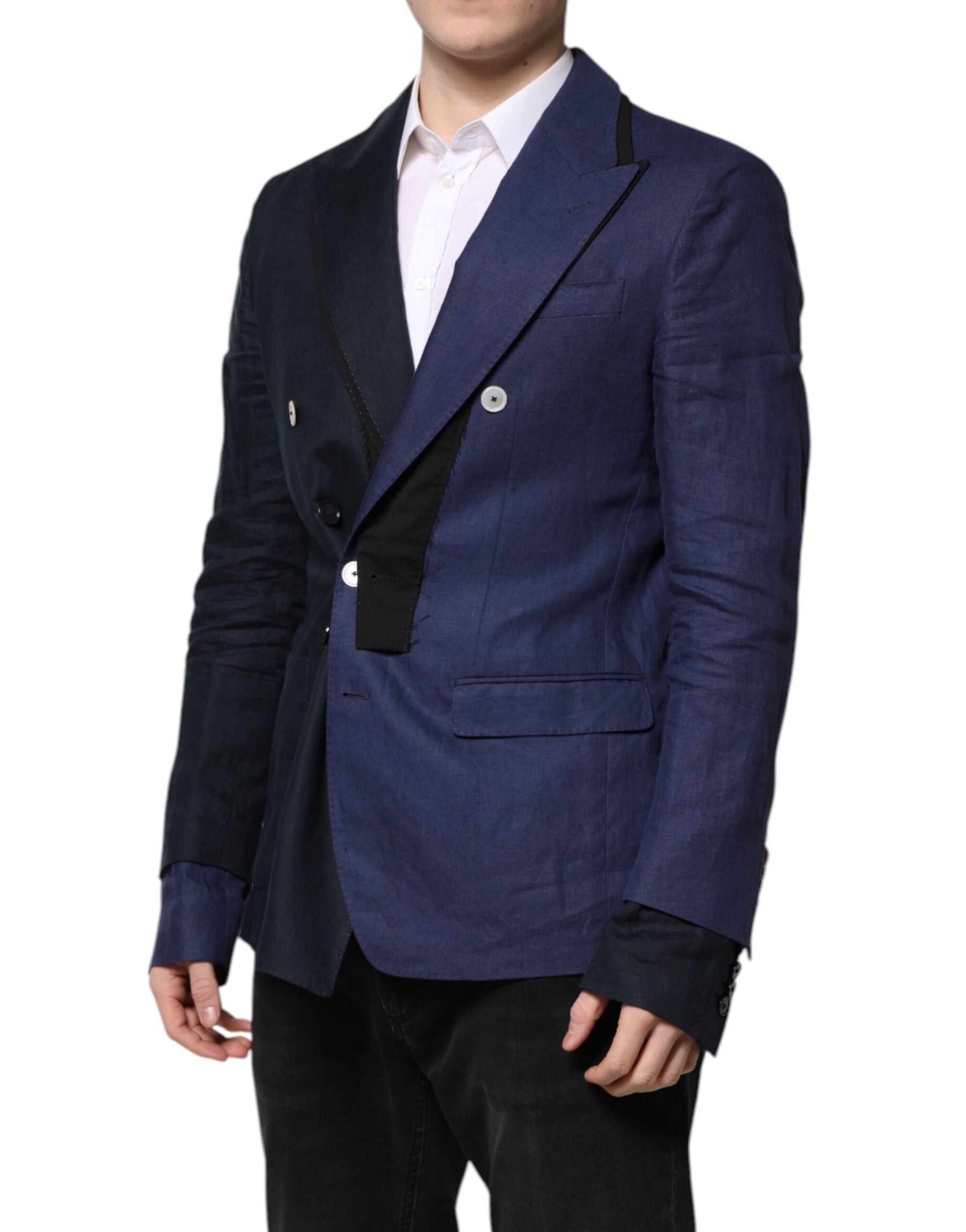 Dolce & Gabbana Navy Blue Double Breasted Suit Coat Blazer | Regal Royce